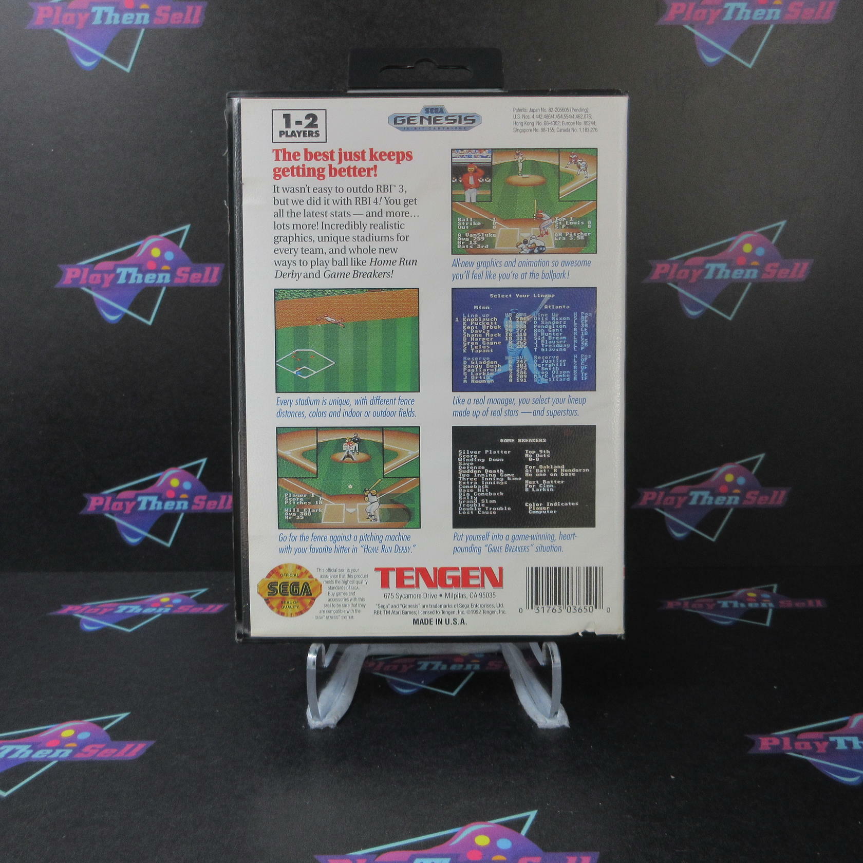 RBI Baseball IV Sega Genesis Boxed AD/CS Complete CIB - Very Good