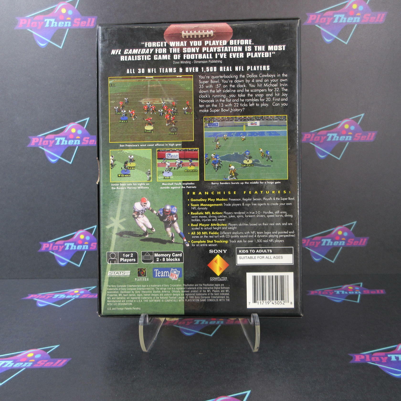 NFL GameDay LongBox PS1 PlayStation 1 + Reg Card - Like New