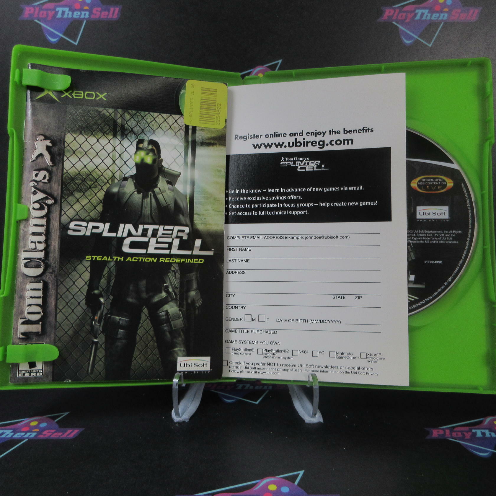 Tom Clancy's Splinter Cell + Reg Card Xbox AD/MD Complete CIB - Very Good
