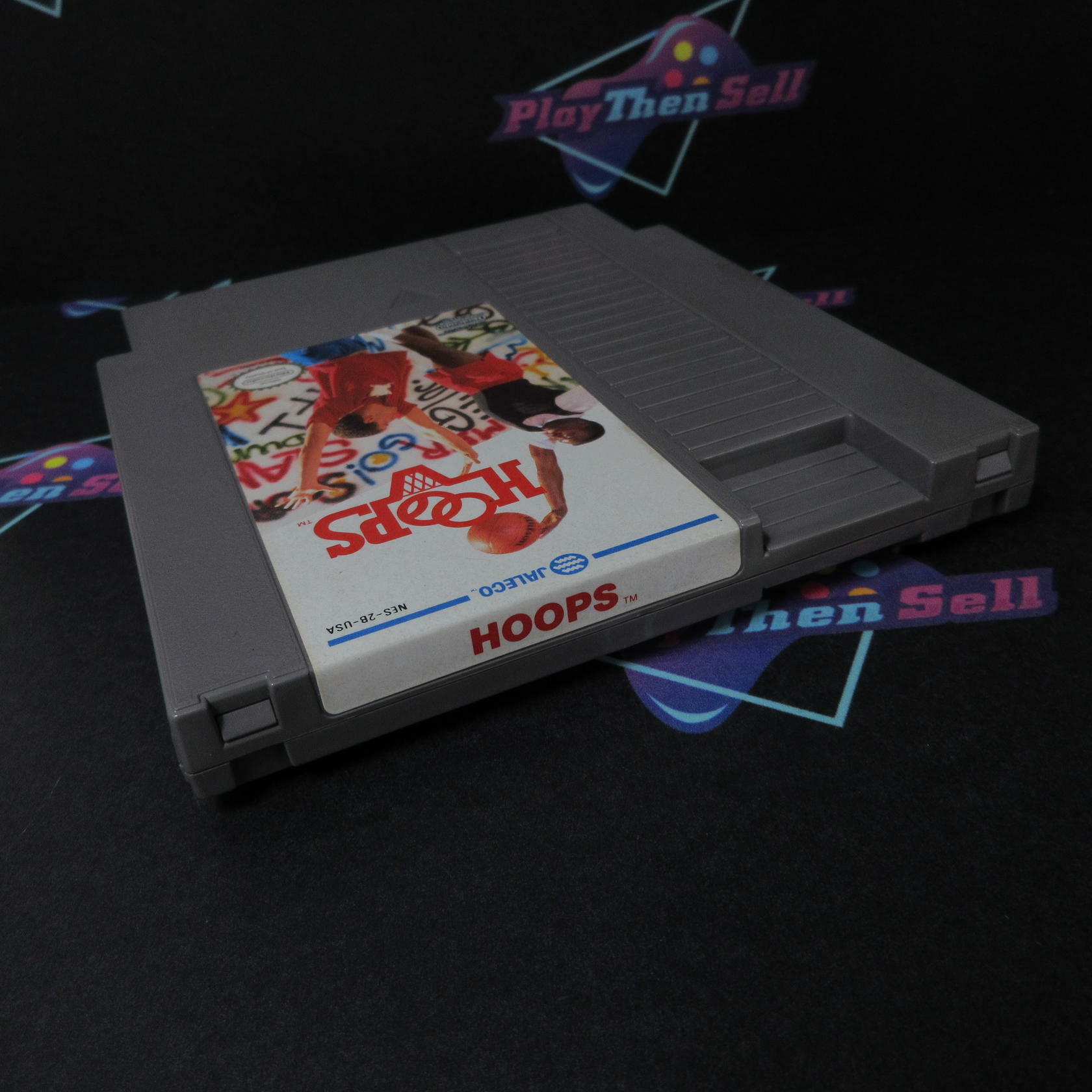 Hoops Nintendo NES Cartridge + Hardshell Case Authentic / Tested - Very Good
