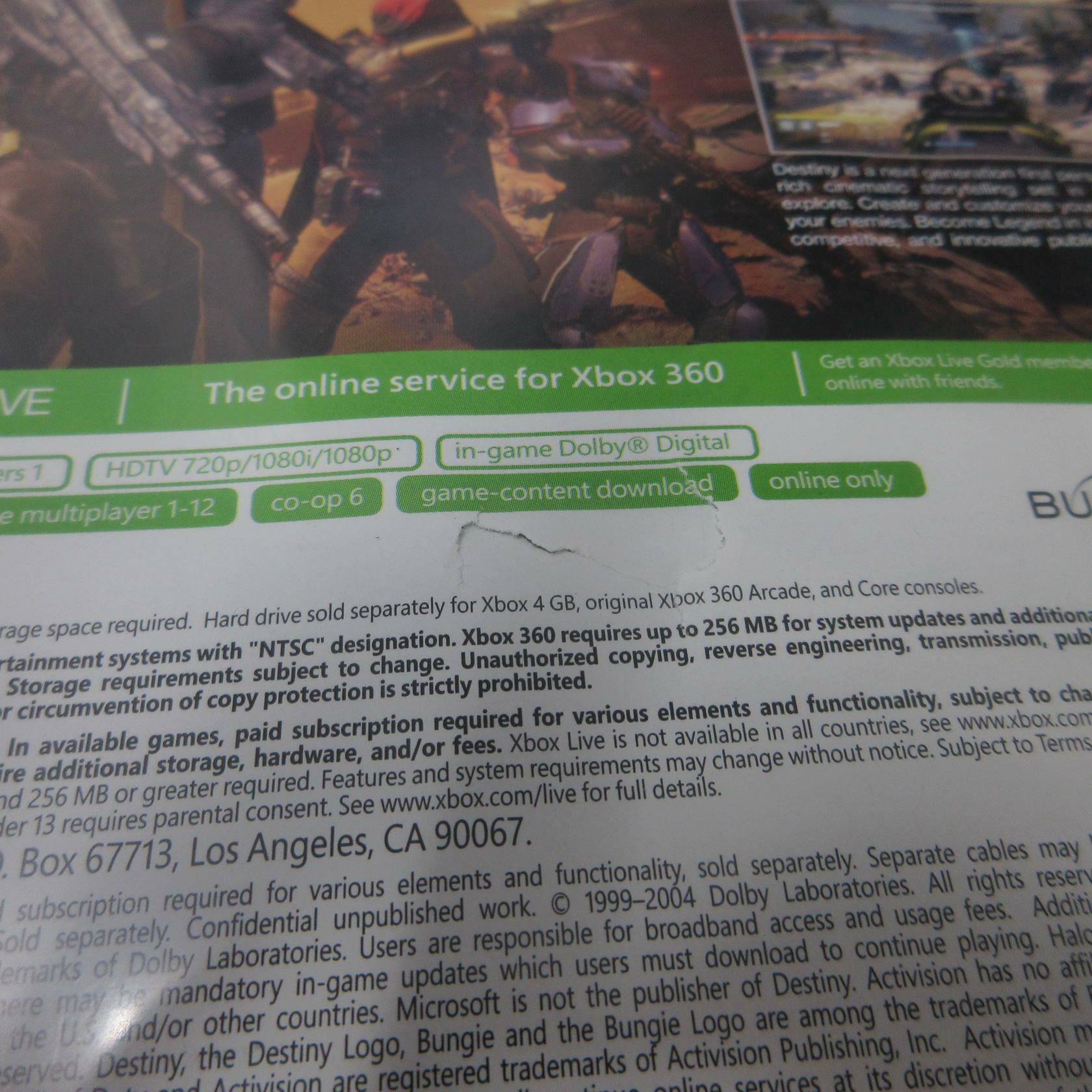 Destiny Xbox 360 AD Complete CIB - Very Good