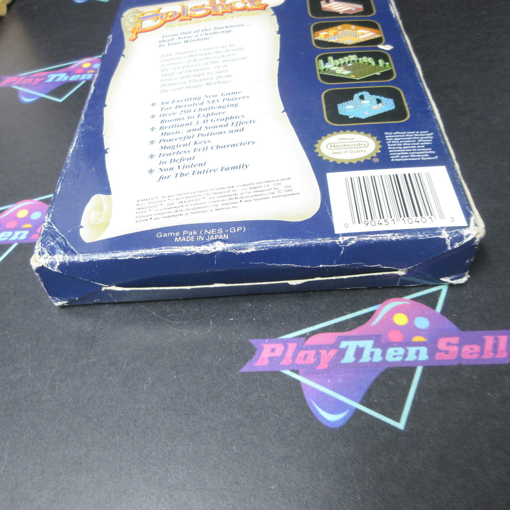 Solstice The Quest for the Staff of Demons NES +Box/Poster AD Authentic / Tested - Very Good
