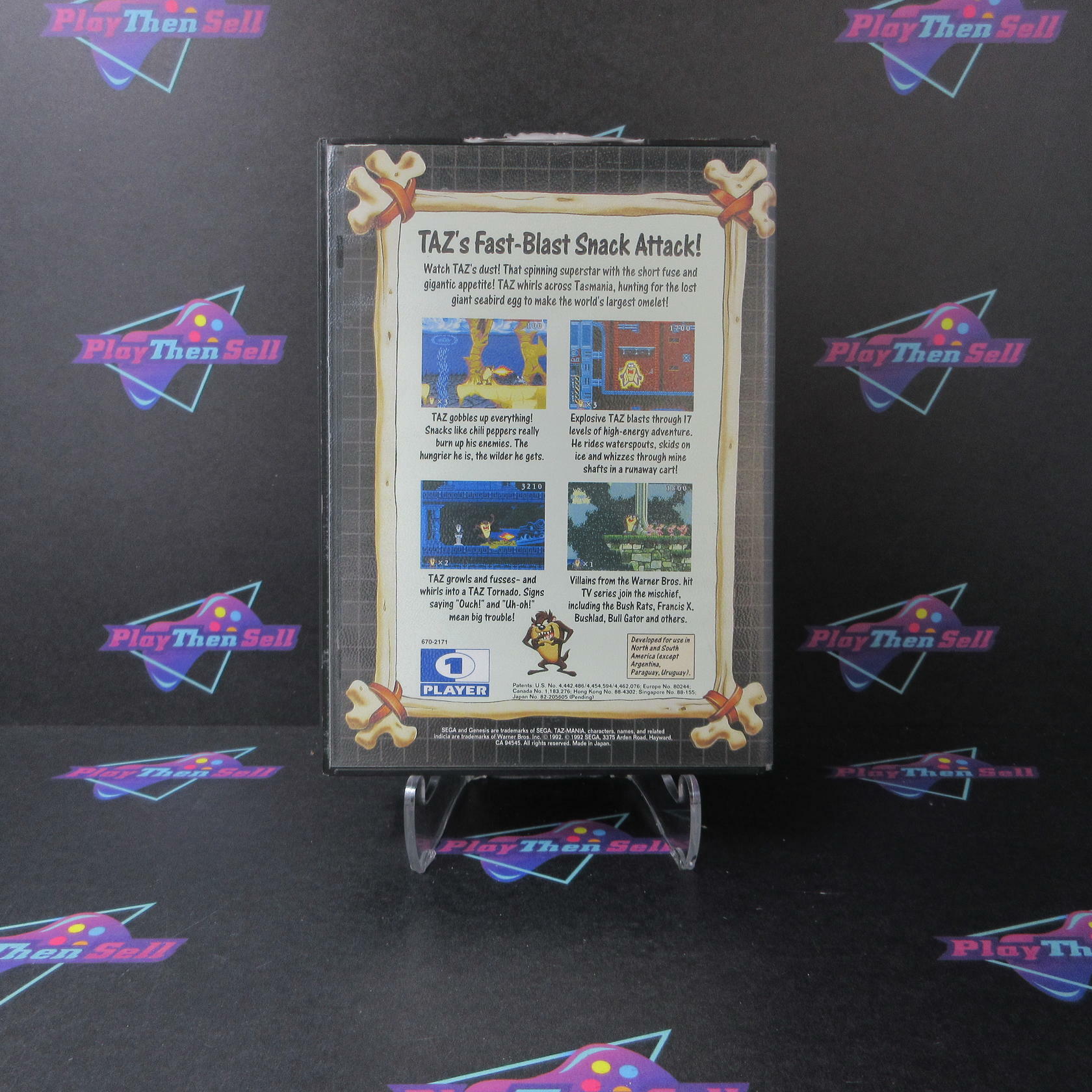 TazMania + Reg Card Sega Genesis Boxed CS Complete CIB - Very Good