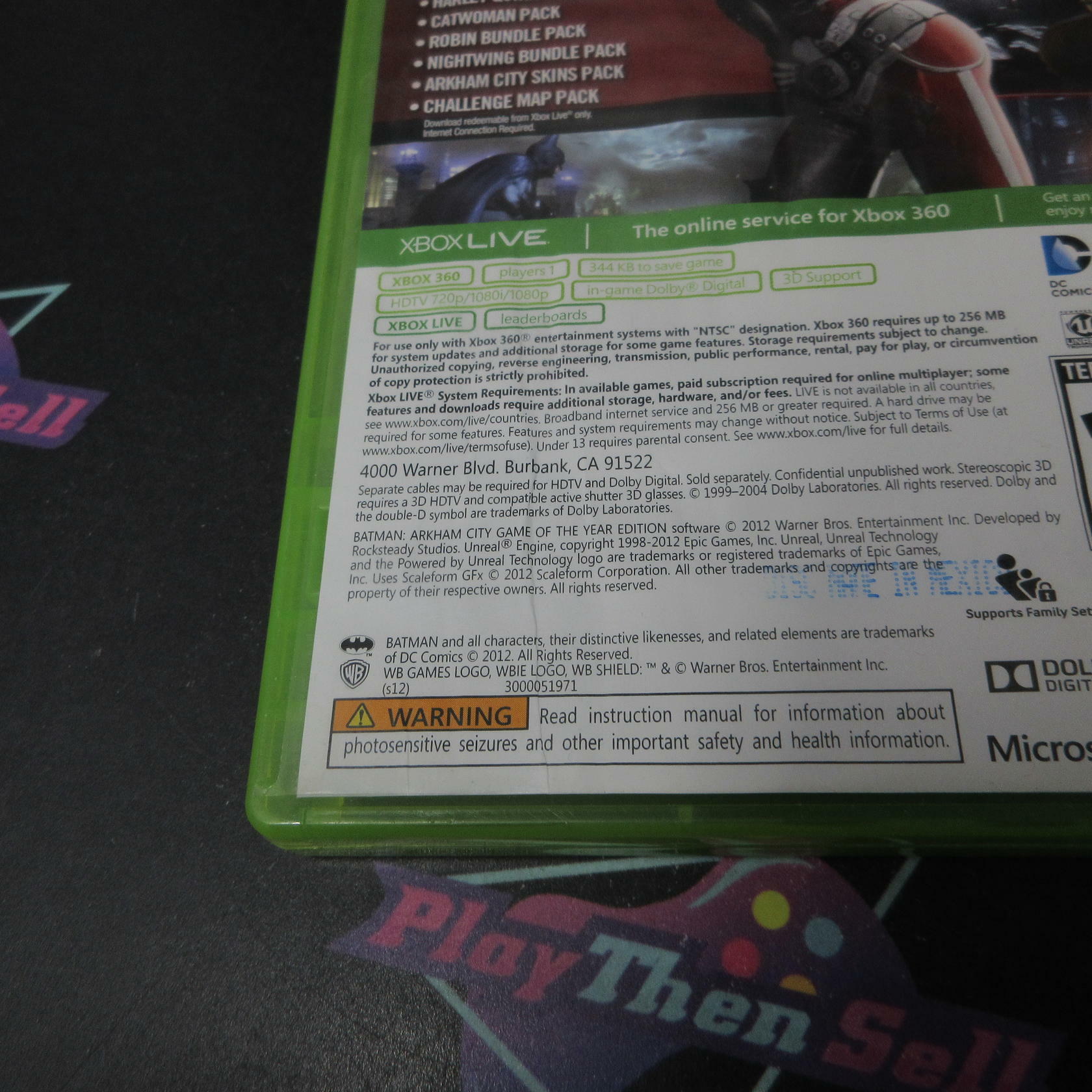 Batman Arkham City GOTY Platinum Hits BL Disc Xbox 360 AD Complete CIB - Very Good