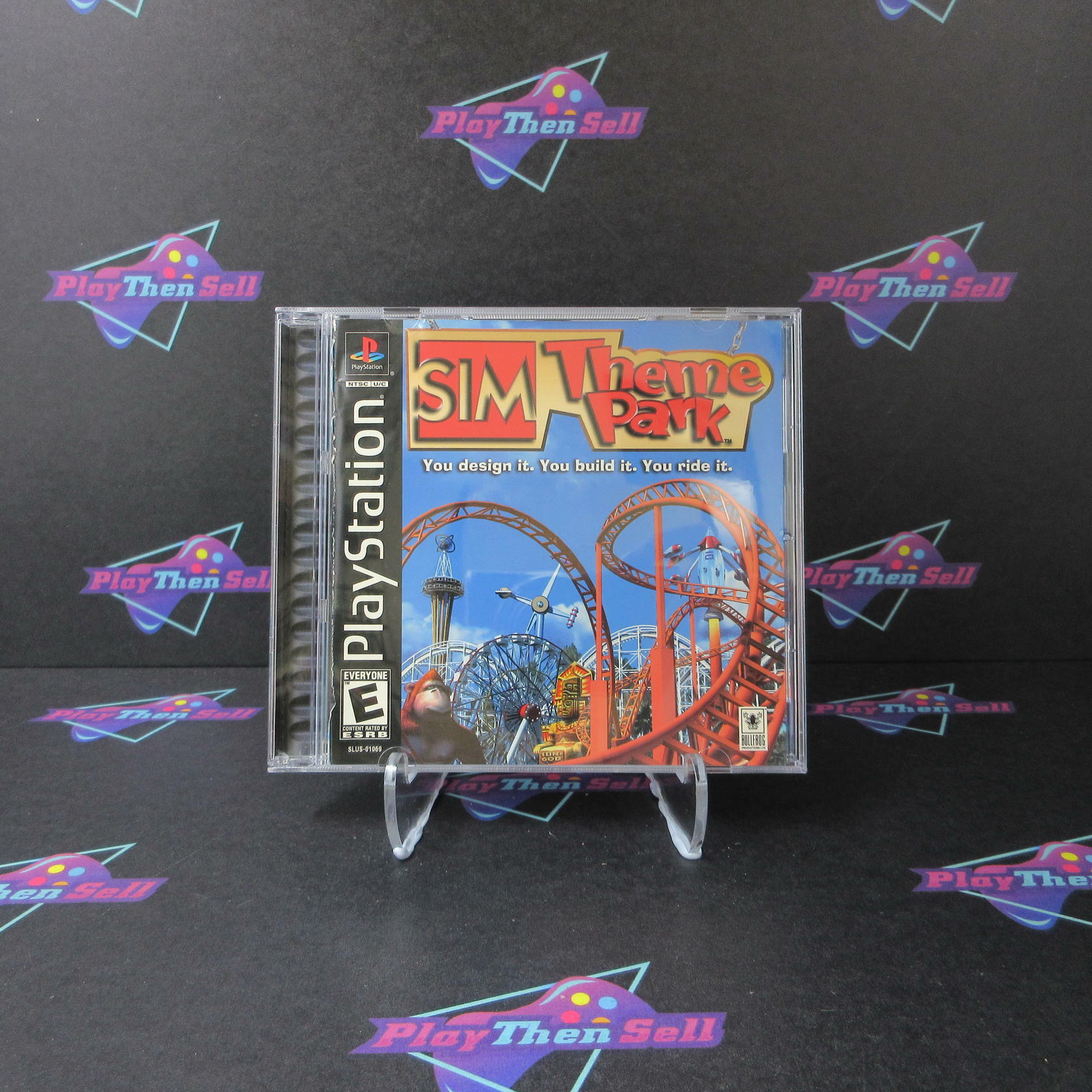 Sim Theme Park PS1 PlayStation 1 MD/DD Complete CIB - Very Good