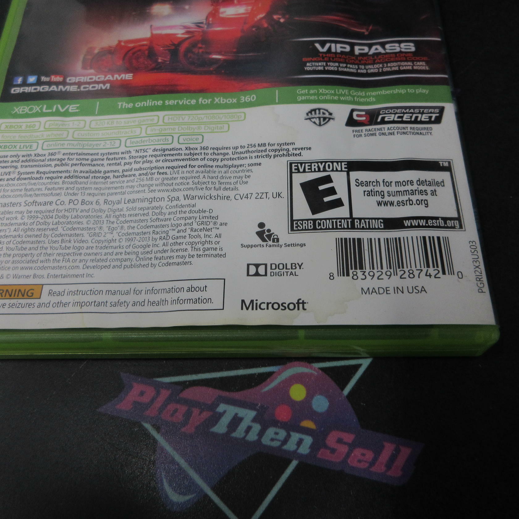 GRID 2 Xbox 360 AD Complete CIB - Very Good