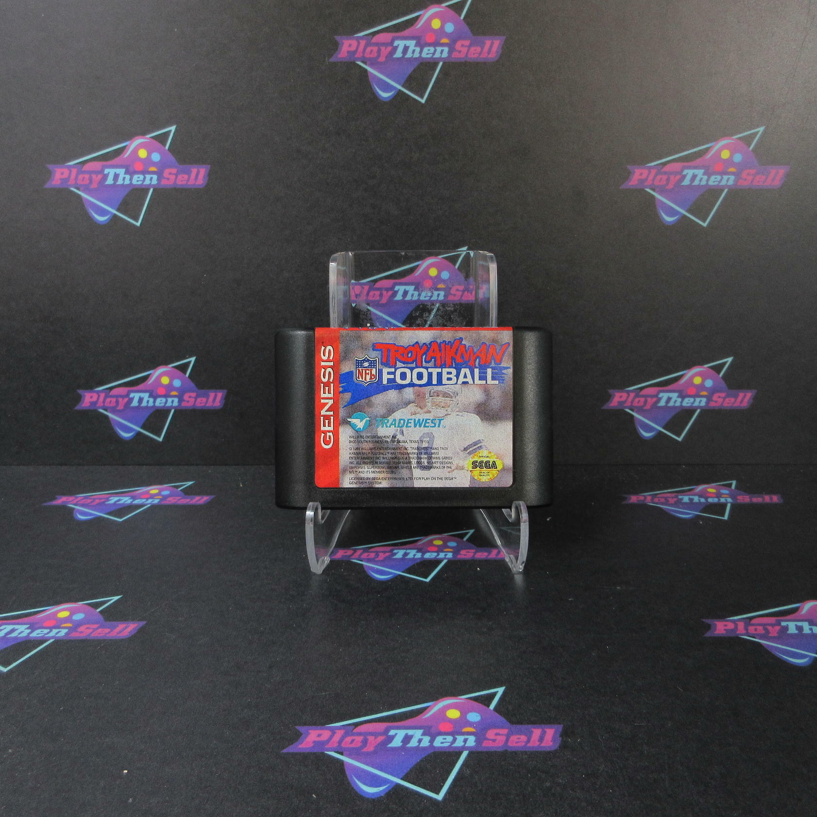 Troy Aikman Football + Reg Card/Poster Sega Genesis Boxed CS/NM - Very Good