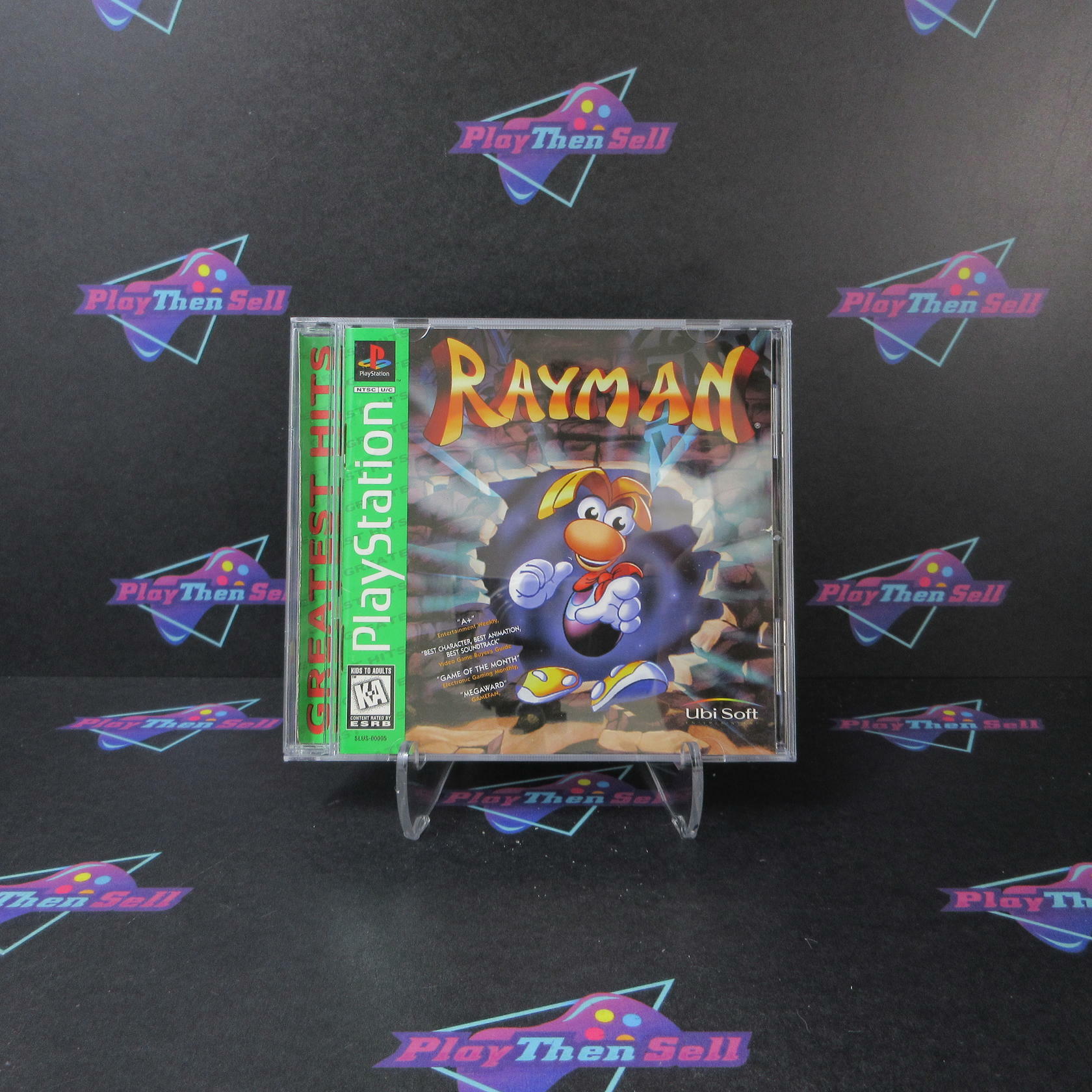 Rayman Greatest Hits + Reg Card PS1 Playstation 1 AD/MD/DD Complete CIB - Very Good