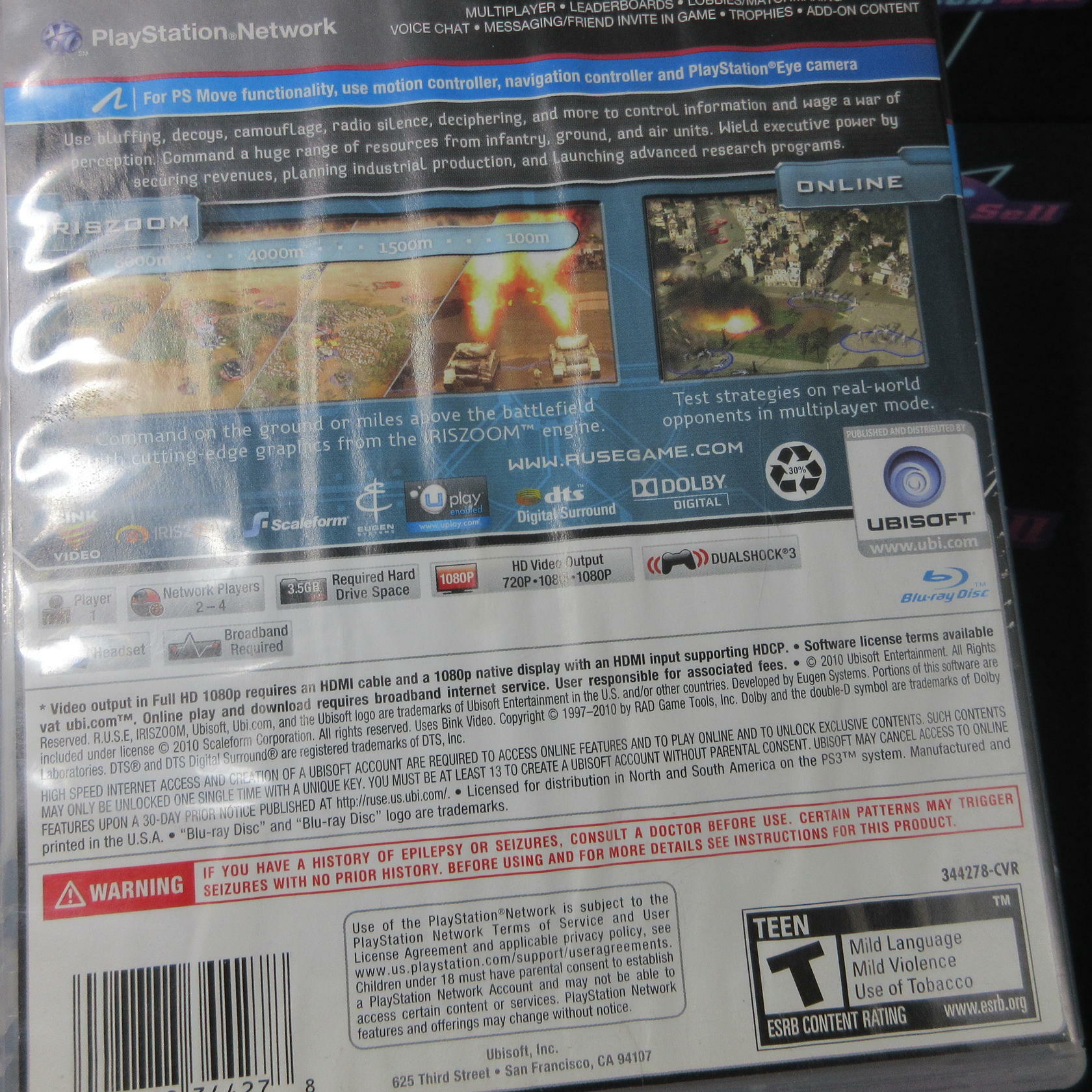 Ruse PS3 PlayStation 3 AD Complete CIB - Very Good
