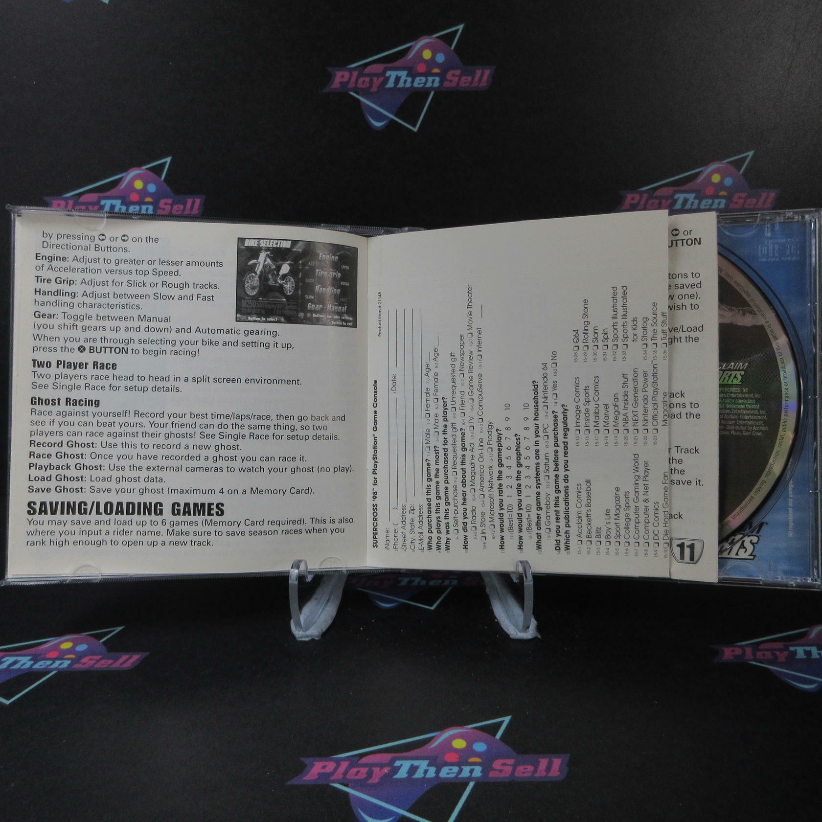 Jeremy Mcgrath Supercross 98 GH + Reg Card PS1 PlayStation 1 MD Complete CIB - Very Good