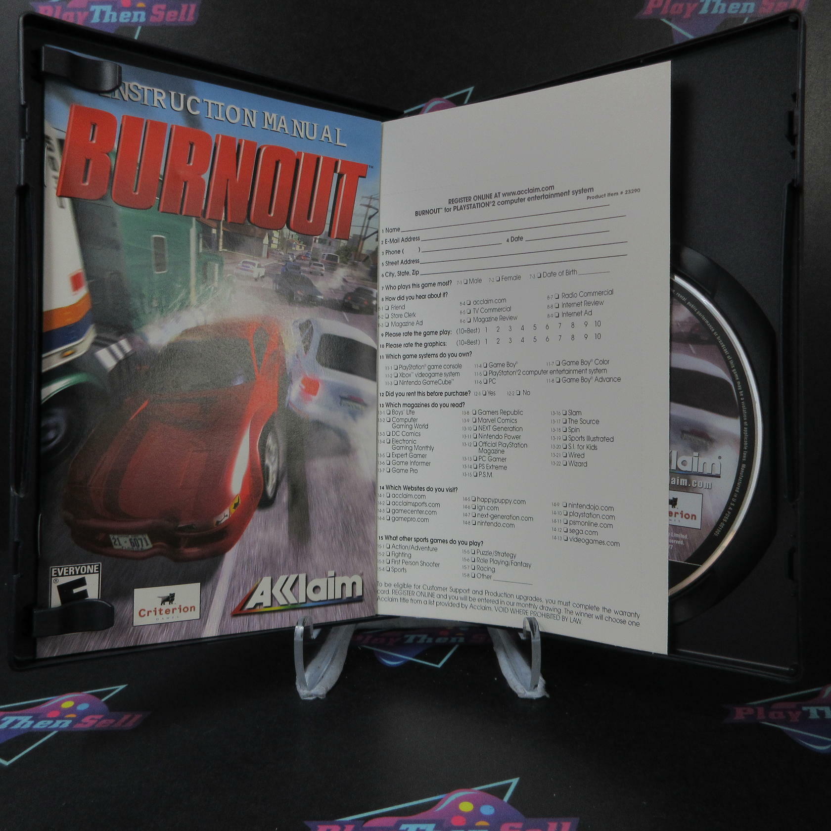 Burnout + Reg Card PS2 PlayStation 2 AD Complete CIB - Very Good