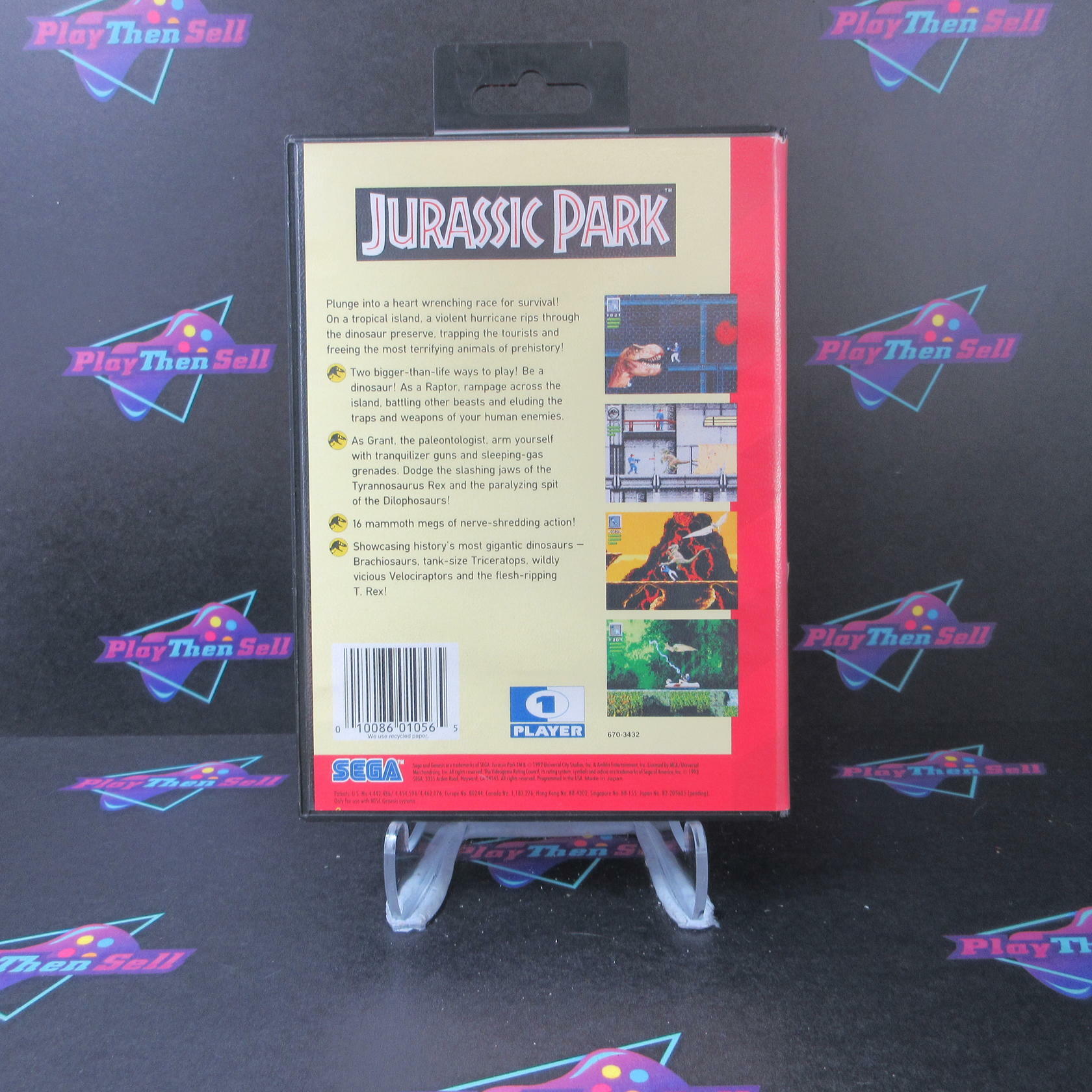 Jurassic Park Sega Genesis Boxed AD/NM Authentic / Tested - Very Good