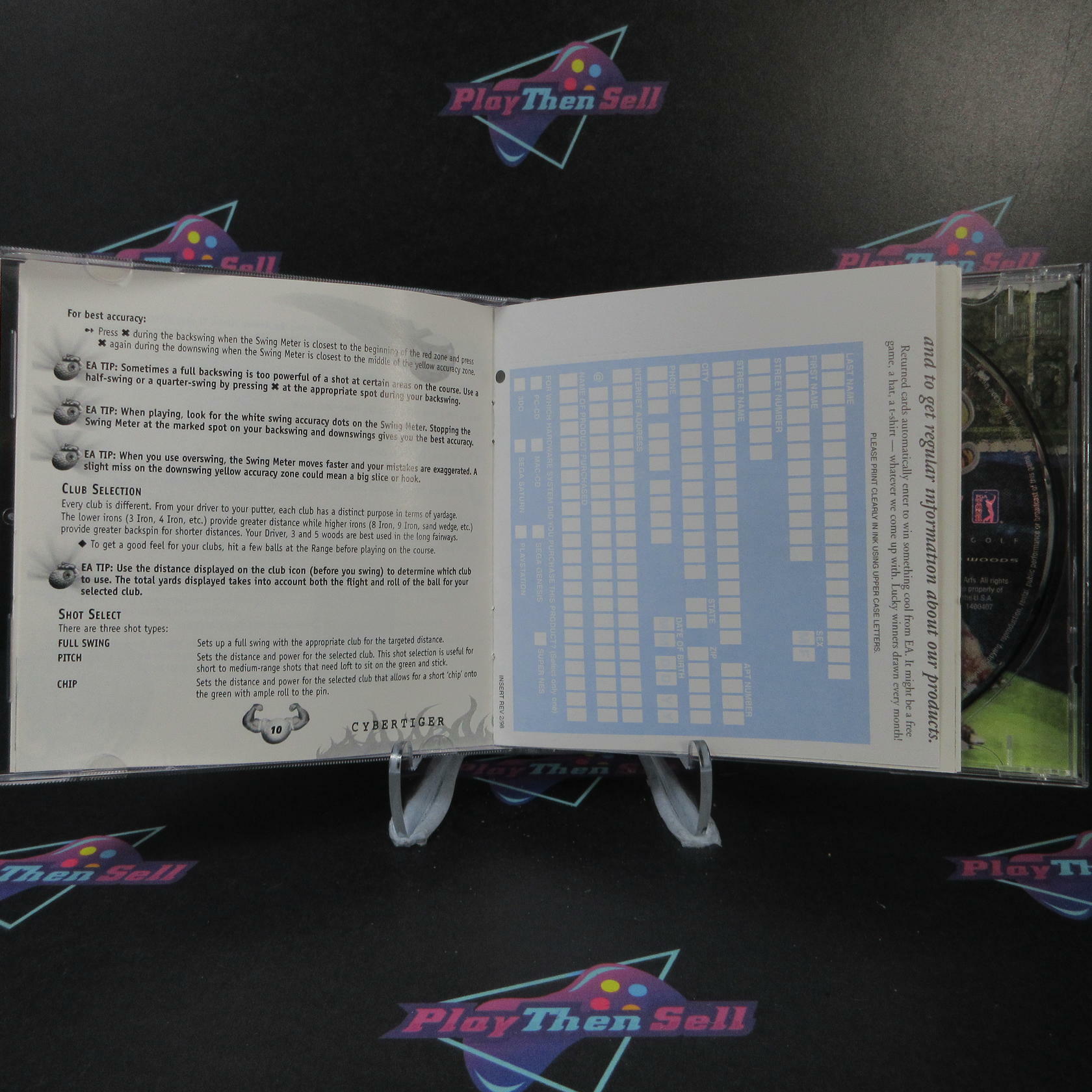 Cyber Tiger Tiger Woods + Reg Card PS1 PlayStation 1 MD Complete CIB - Very Good