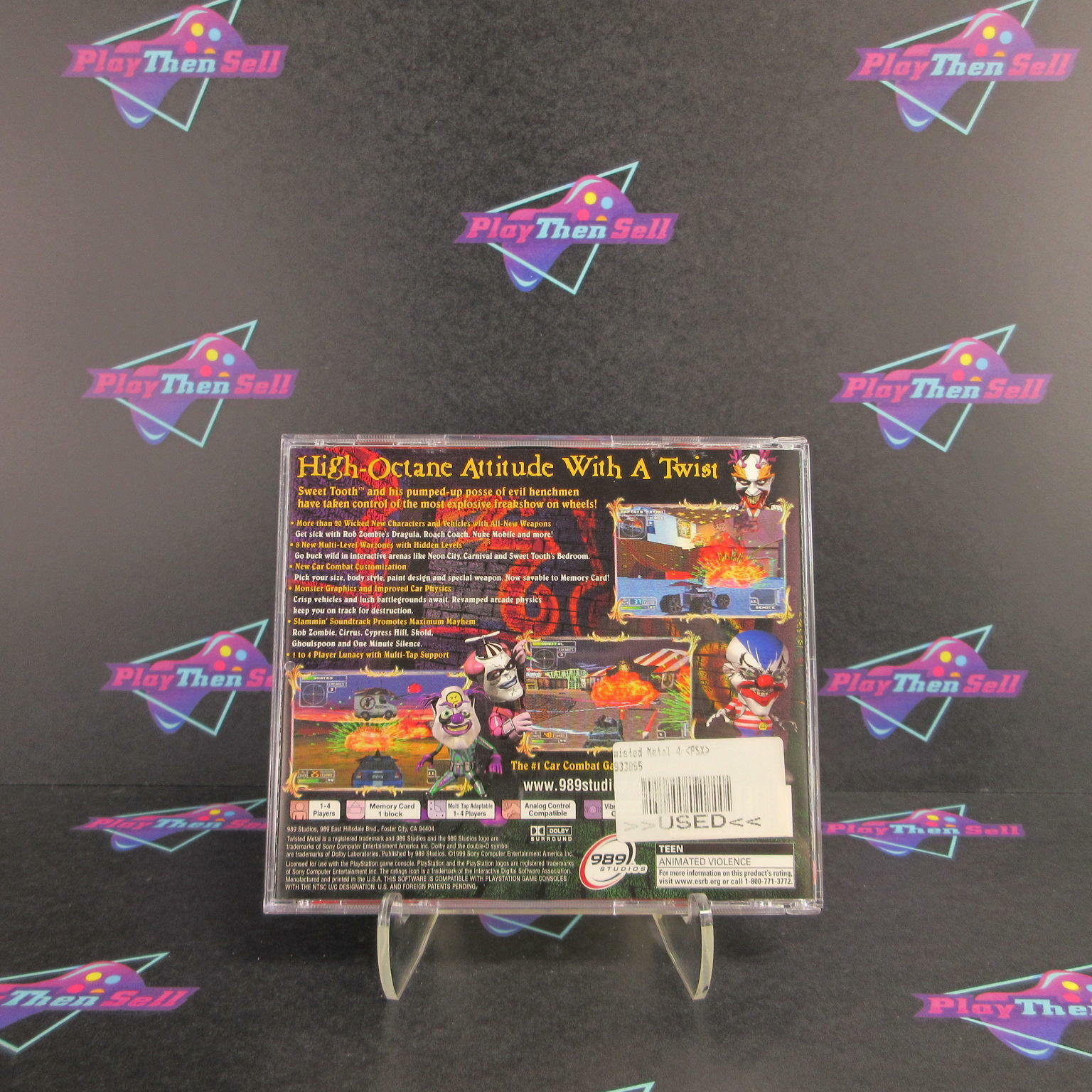 Twisted Metal 4 + Reg Card PS1 PlayStation 1 AD/MD Complete - Very Good