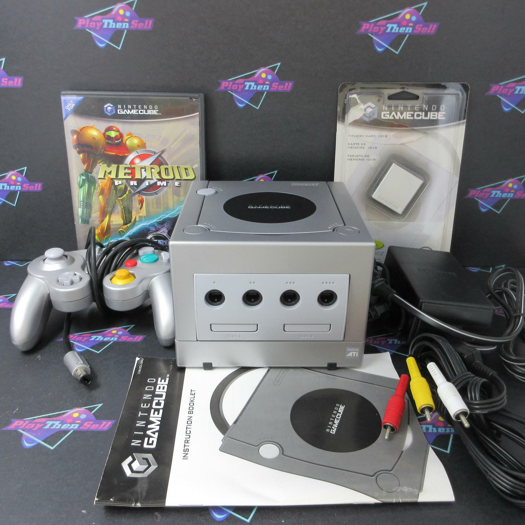 Nintendo GameCube Metroid Prime Bonus Bundle Limited Edition Platinum - Very Good