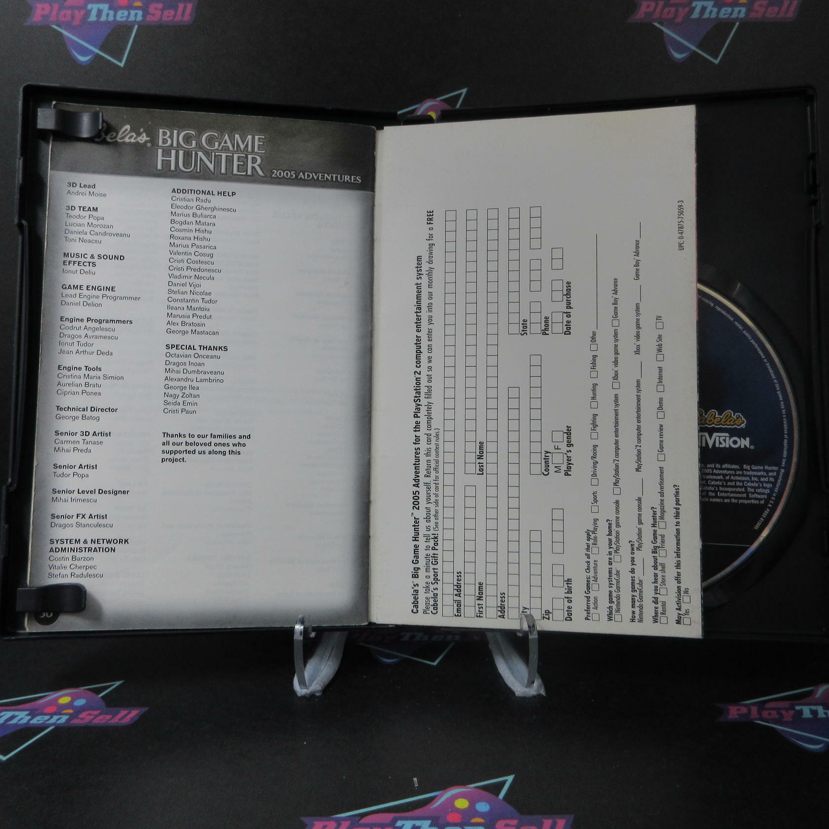 Cabela's Big Game Hunter 2005 Adventures + Reg Card PS2 PlayStation 2 AD - Very Good