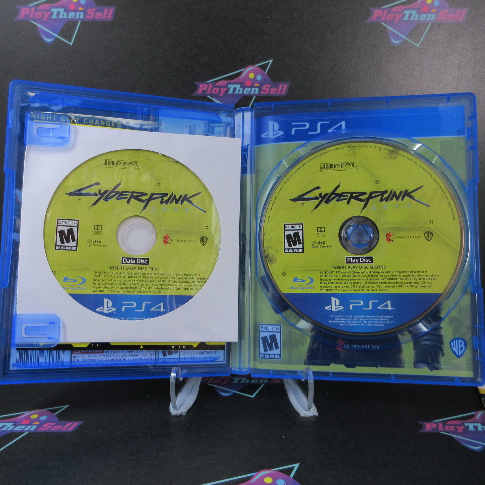 Cyberpunk 2077 PS4 PlayStation 4 + Sleeve/Stickers/Map - Like New
