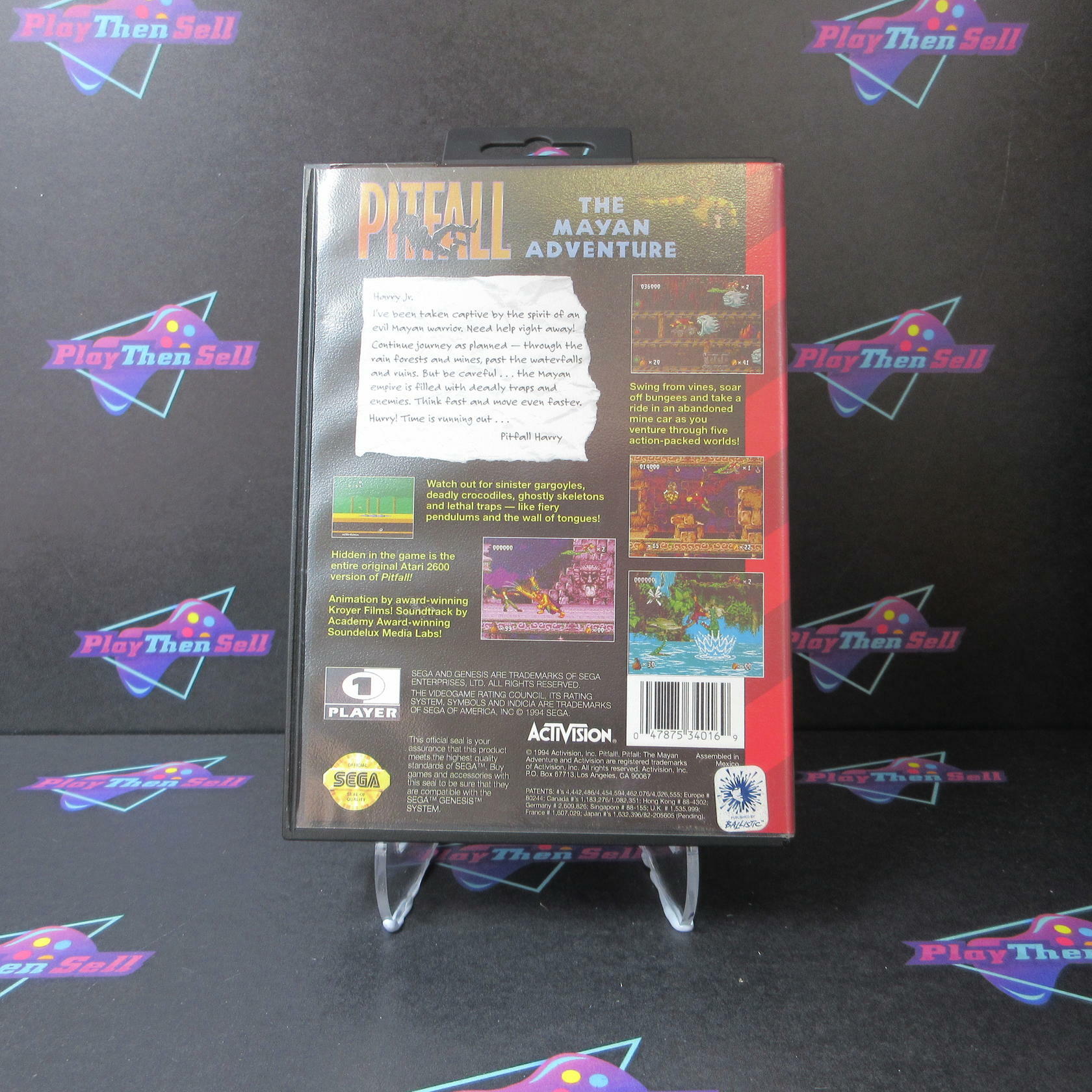 Pitfall  The Mayan Adventure Sega Genesis + Reg Card Complete CIB - Very Good