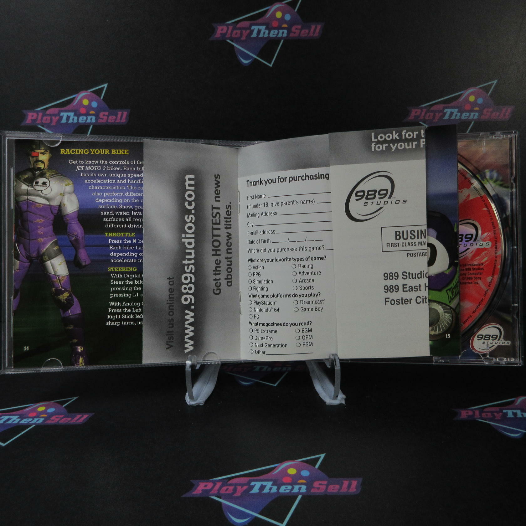 Jet Moto 3 + Reg Card PS1 PlayStation 1 MD Complete CIB - Very Good
