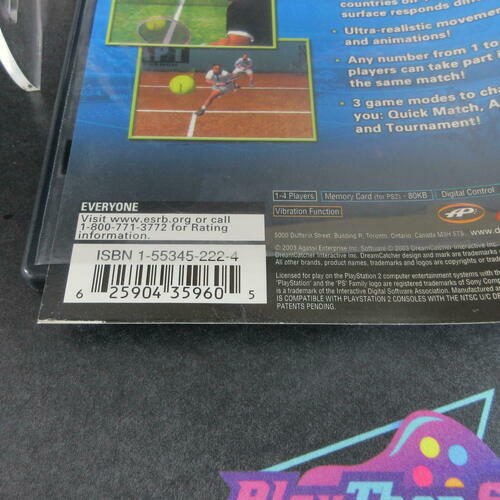 Agassi Tennis + Reg Card PS2 PlayStation 2 AD Complete CIB - Very Good