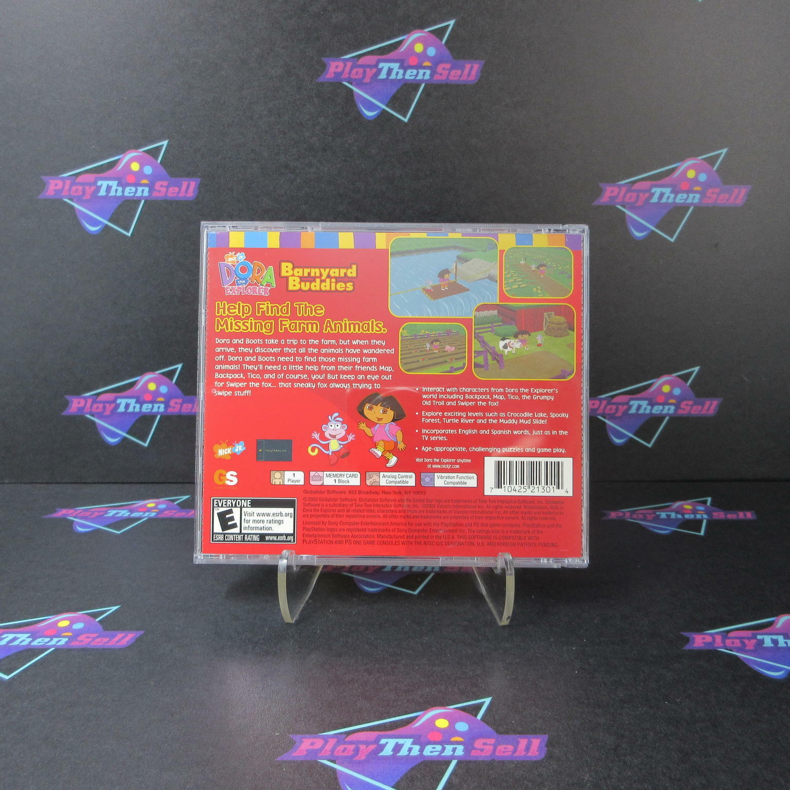 Dora the Explorer Barnyard Buddies + Reg PS1 PlayStation 1 MD - Very Good
