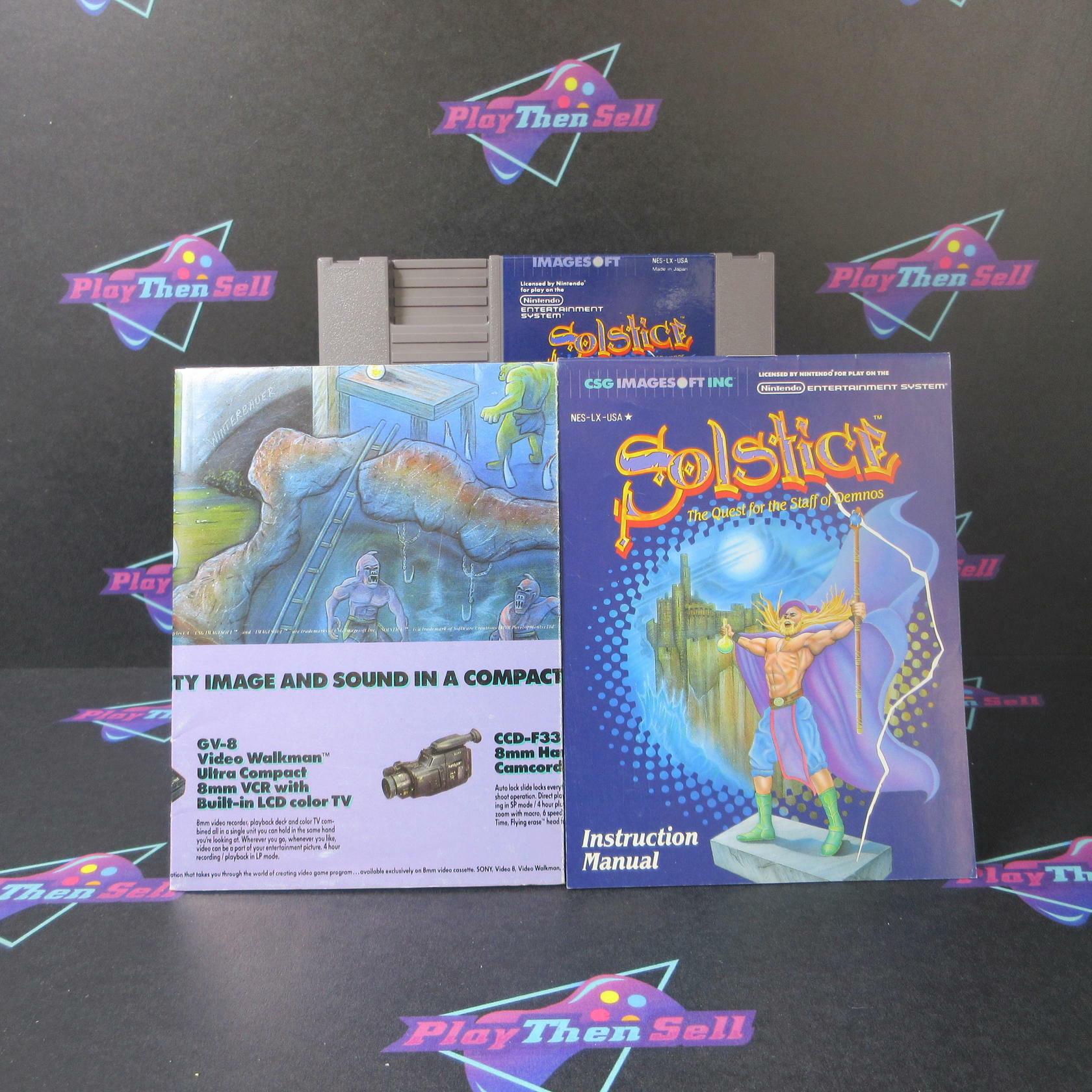 Solstice The Quest for the Staff of Demons NES +Box/Poster AD Authentic / Tested - Very Good