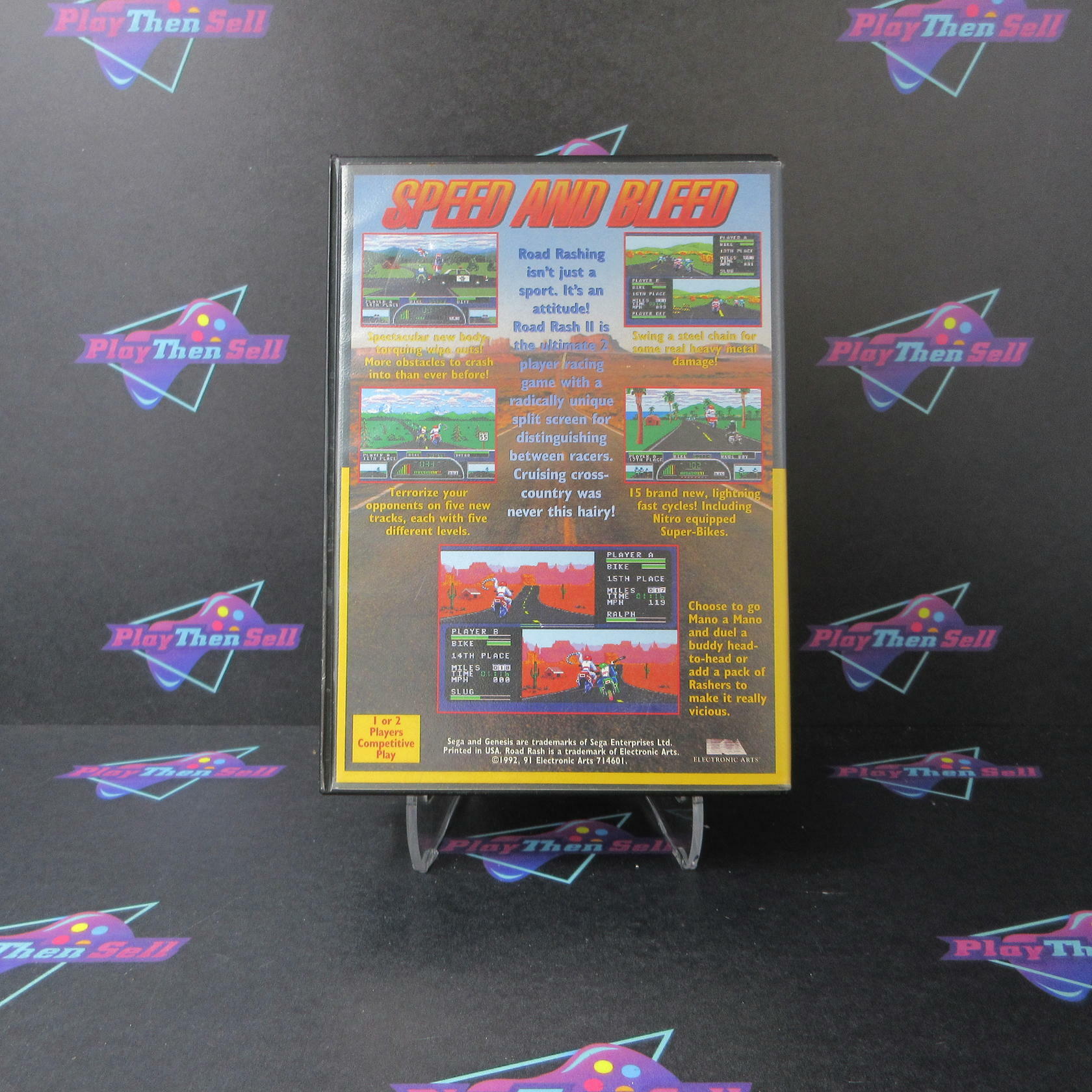 Road Rash II Sega Genesis Boxed MD Complete CIB - Very Good