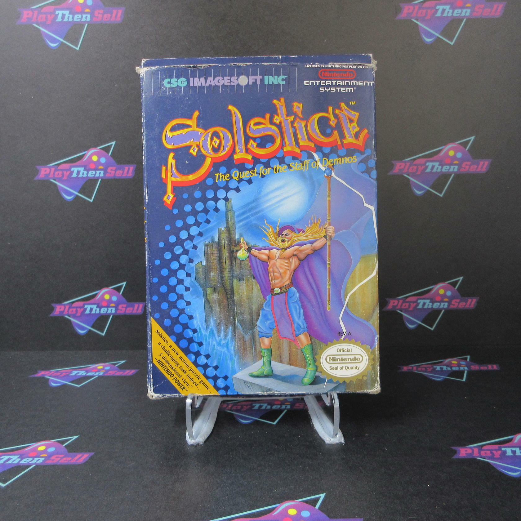 Solstice The Quest for the Staff of Demons NES +Box/Poster AD Authentic / Tested - Very Good