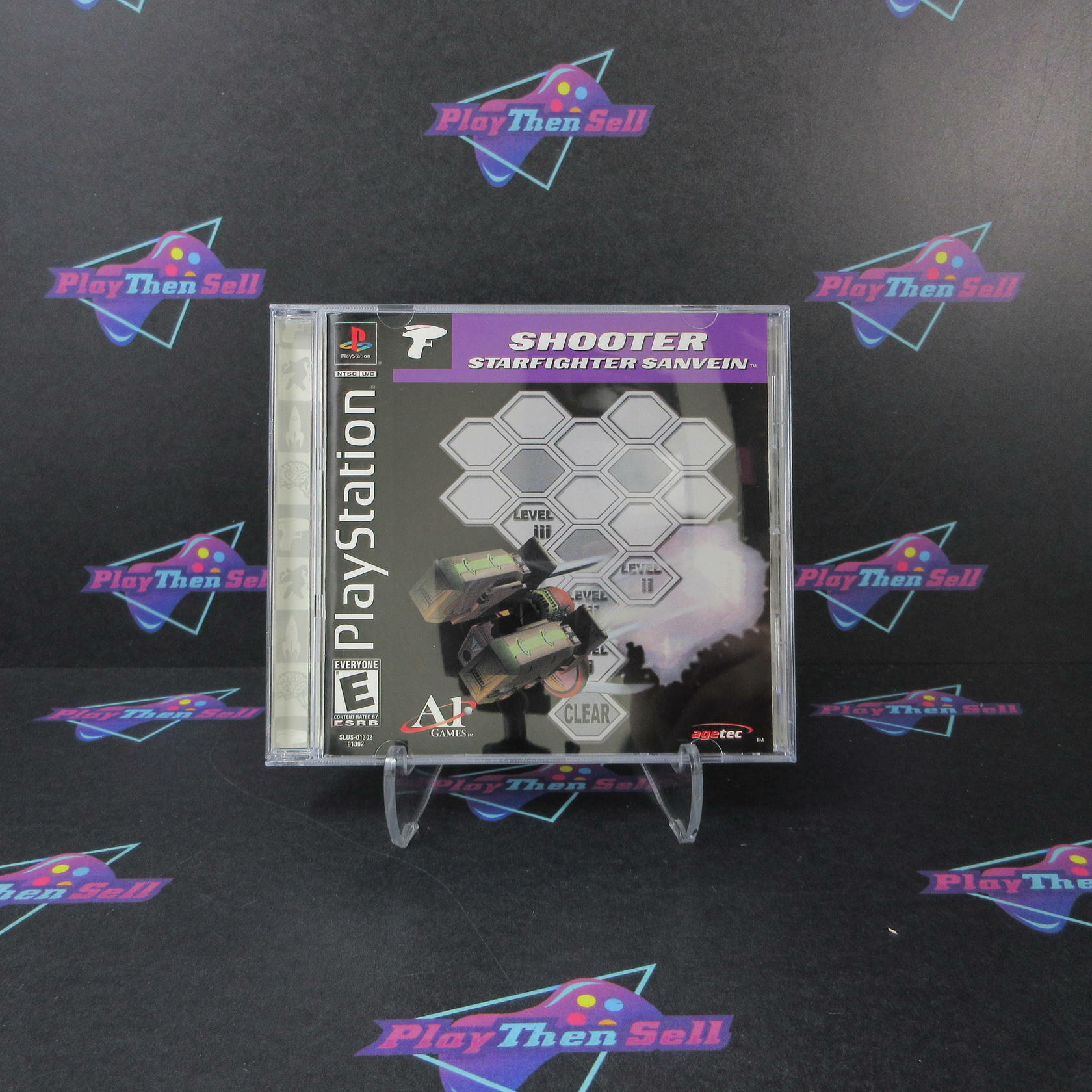 Shooter Starfighter Sanvein PS1 PlayStation 1 + Reg Card - Like New