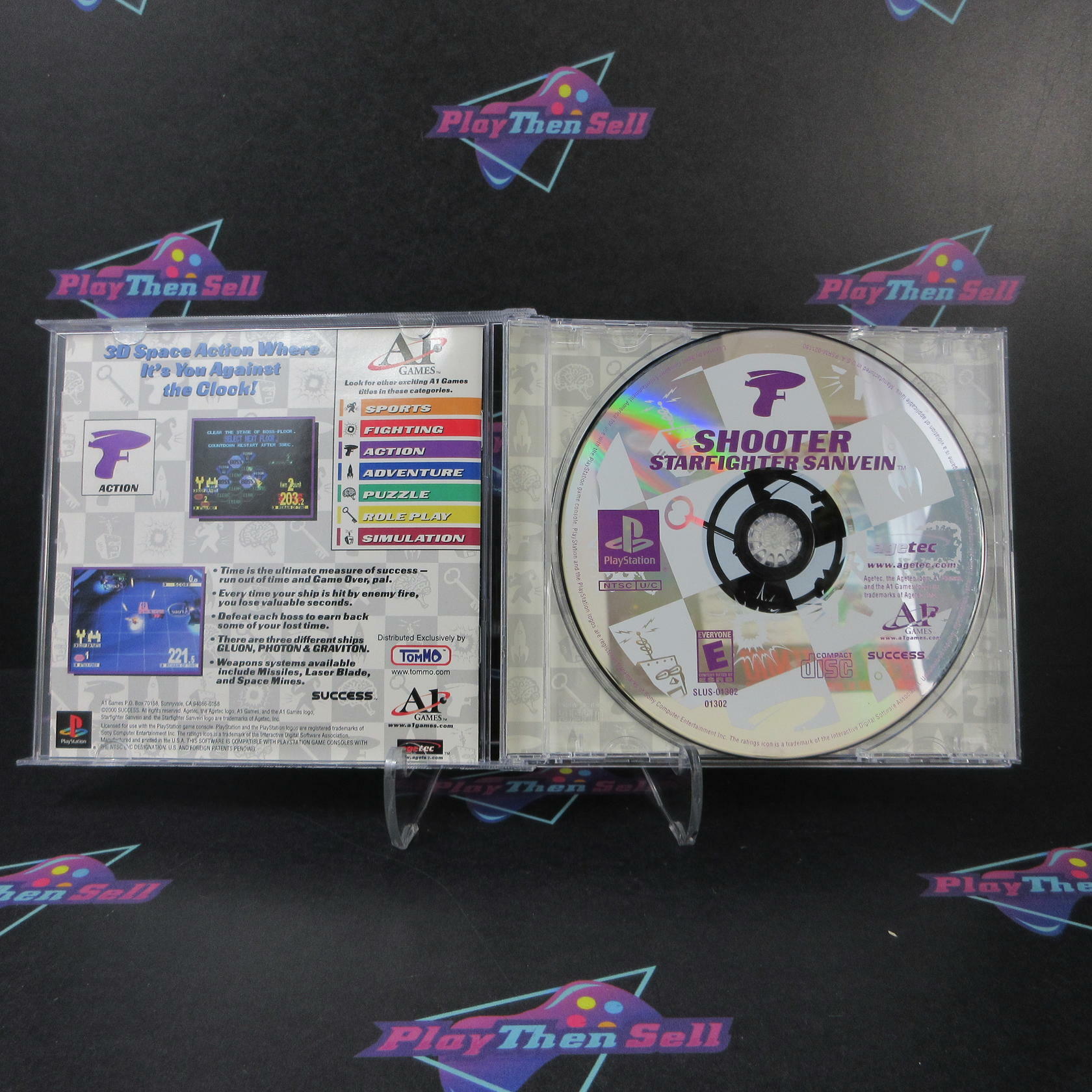 Shooter Starfighter Sanvein PS1 PlayStation 1 + Reg Card - Like New