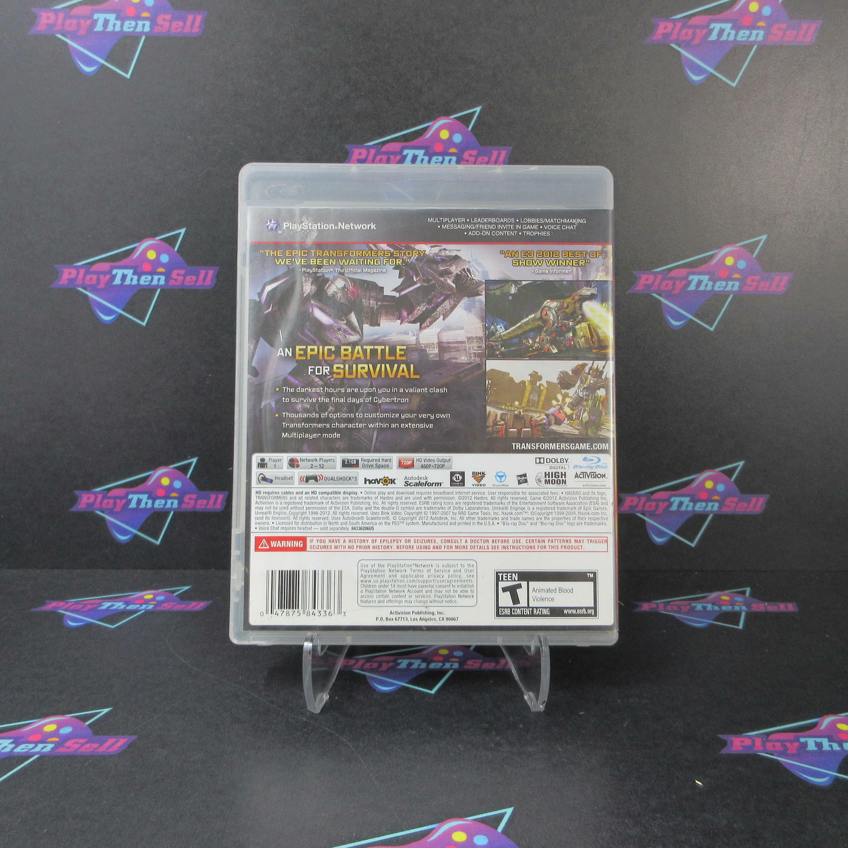 Transformers Fall of Cybertron PS3 PlayStation 3 AD Complete CIB - Very Good