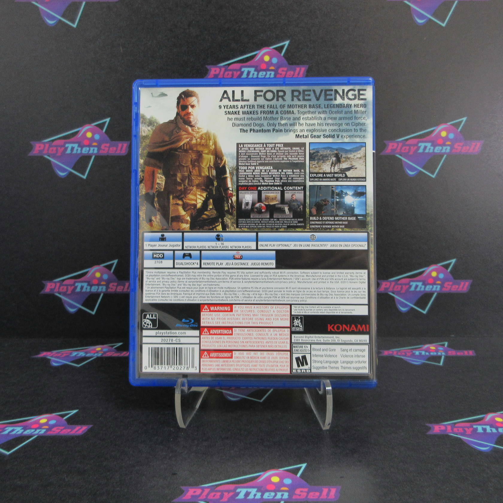 Metal Gear Solid 5 V The Phantom Pain Day One PS4 + Map - Like New