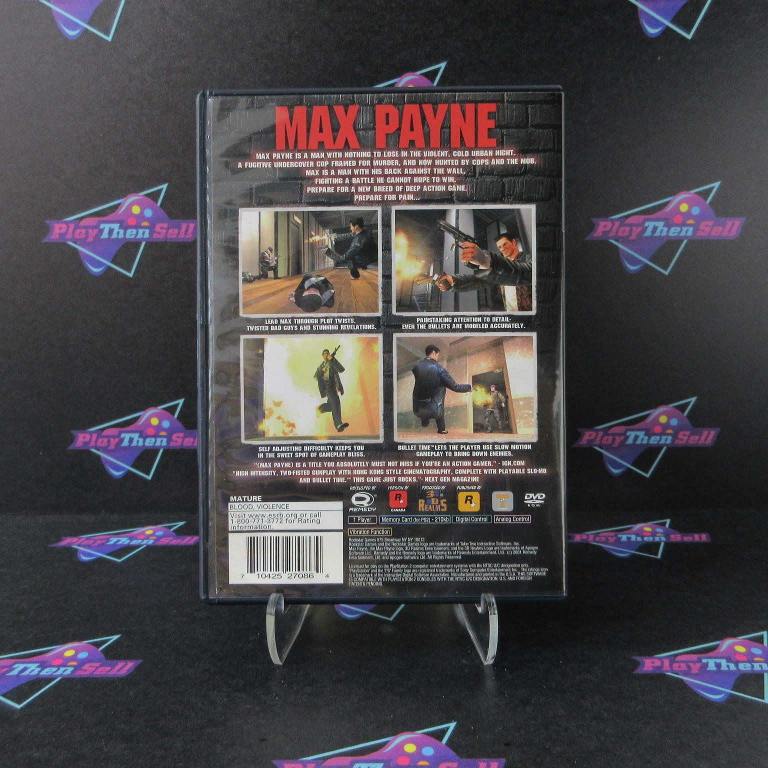 Max Payne PS2 PlayStation 2 + Reg Card - Like New
