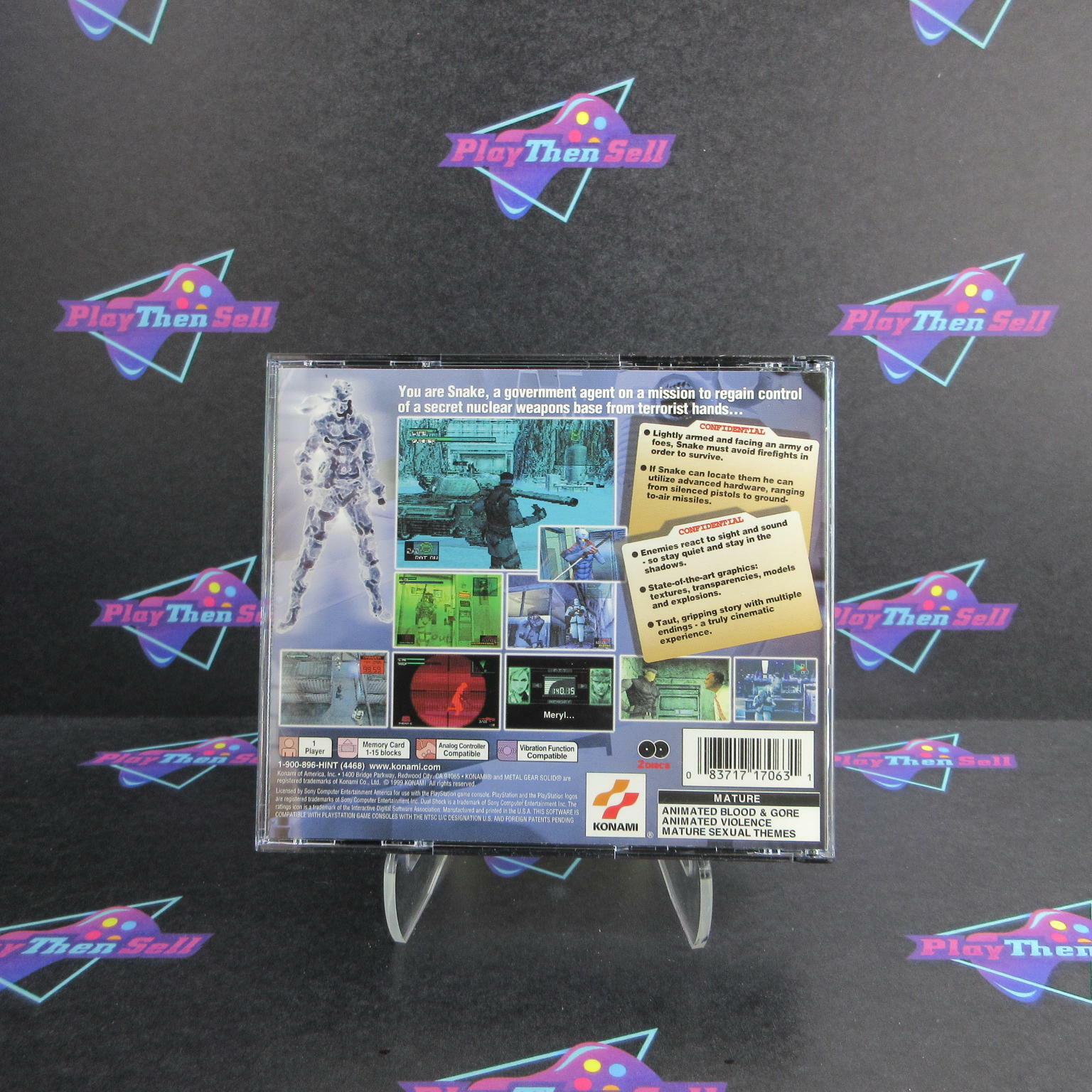 Metal Gear Solid PS1 PlayStation 1 Greatest Hits + Reg Card - Like New
