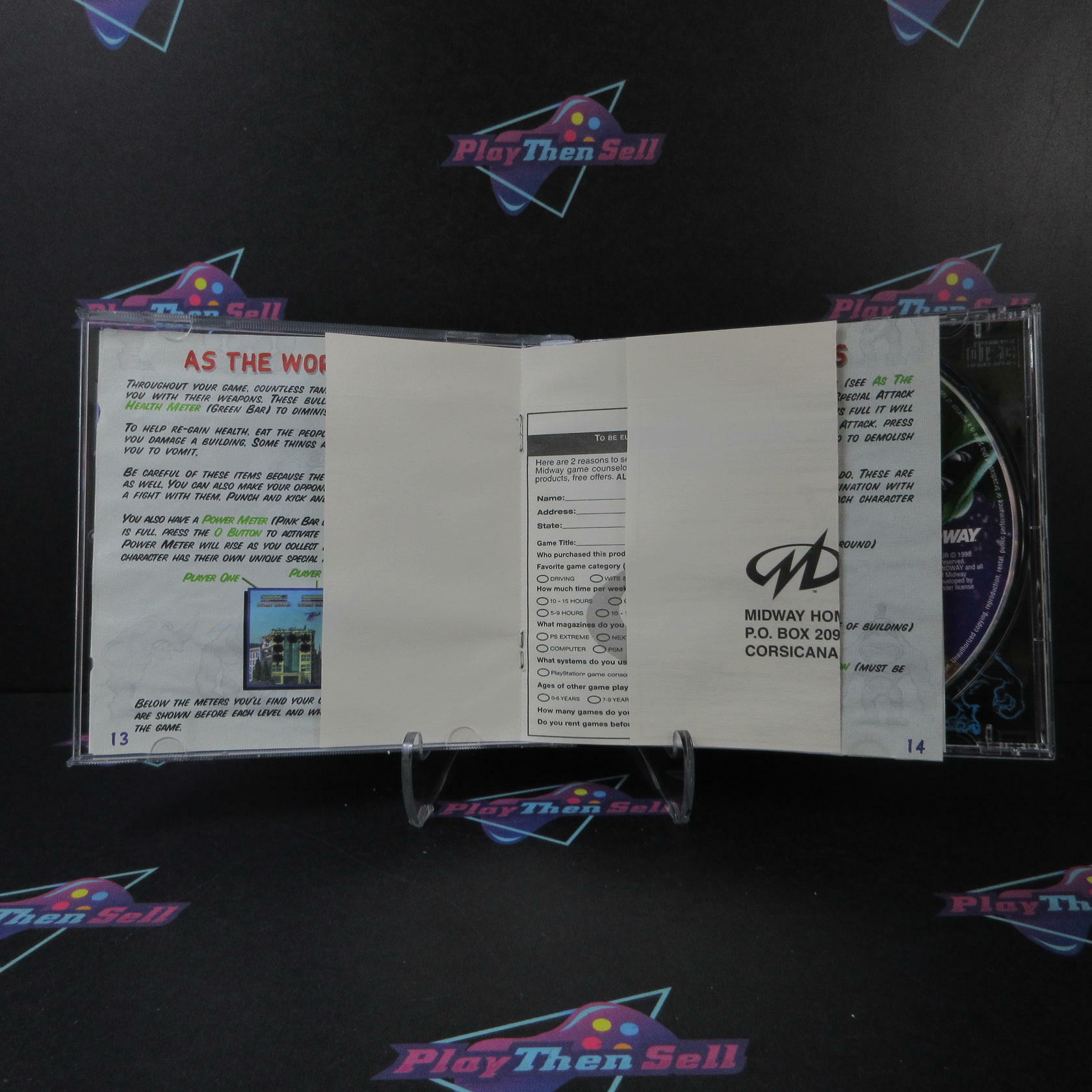 Rampage 2 Universal Tour + Reg Card PS1 PlayStation 1 AD/MD Complete CIB - Very Good