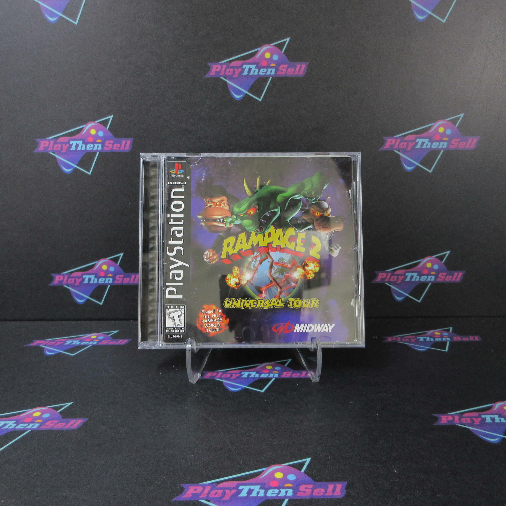 Rampage 2 Universal Tour + Reg Card PS1 PlayStation 1 AD/MD Complete CIB - Very Good