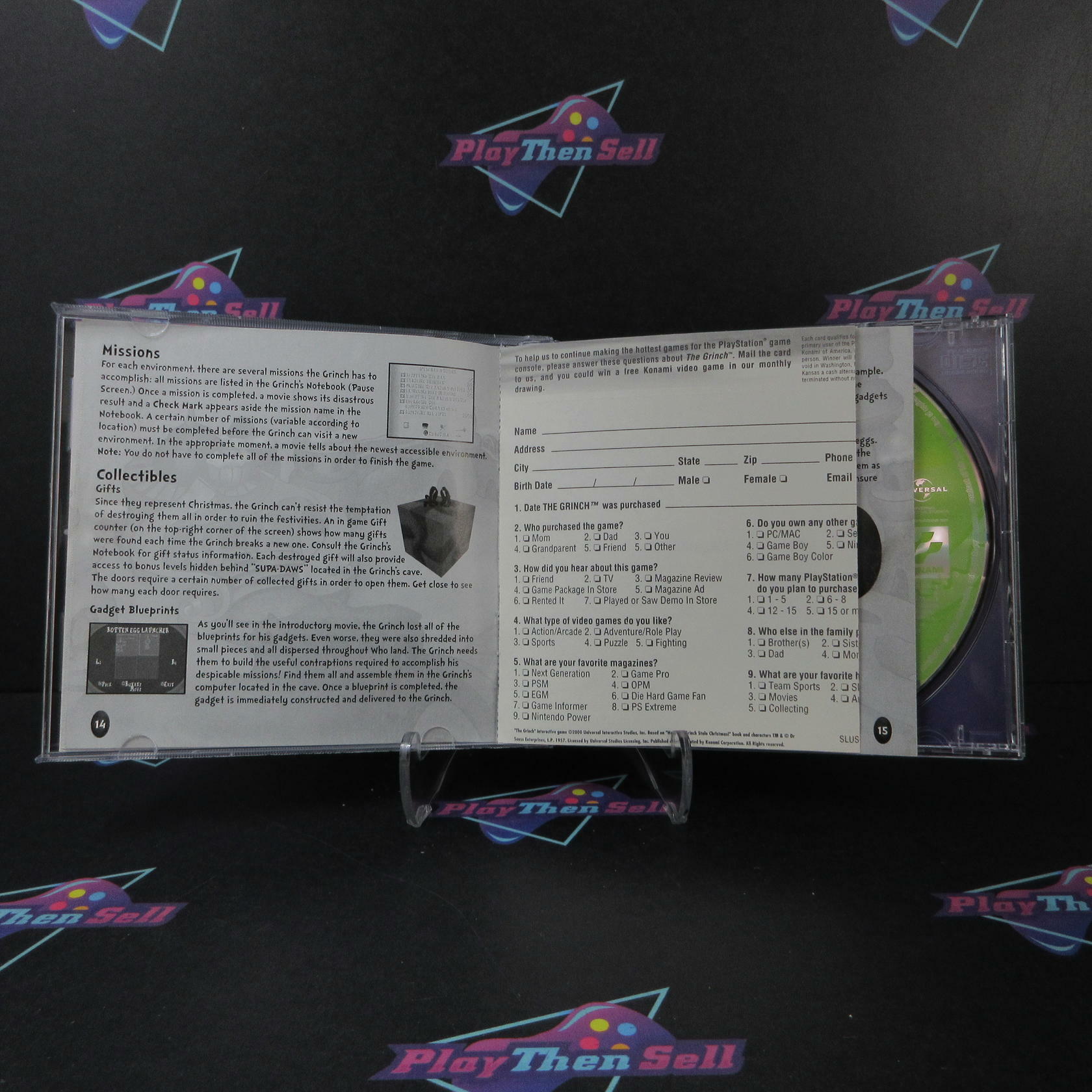 The Grinch + Reg Card PS1 PlayStation 1 MD Complete CIB - Very Good