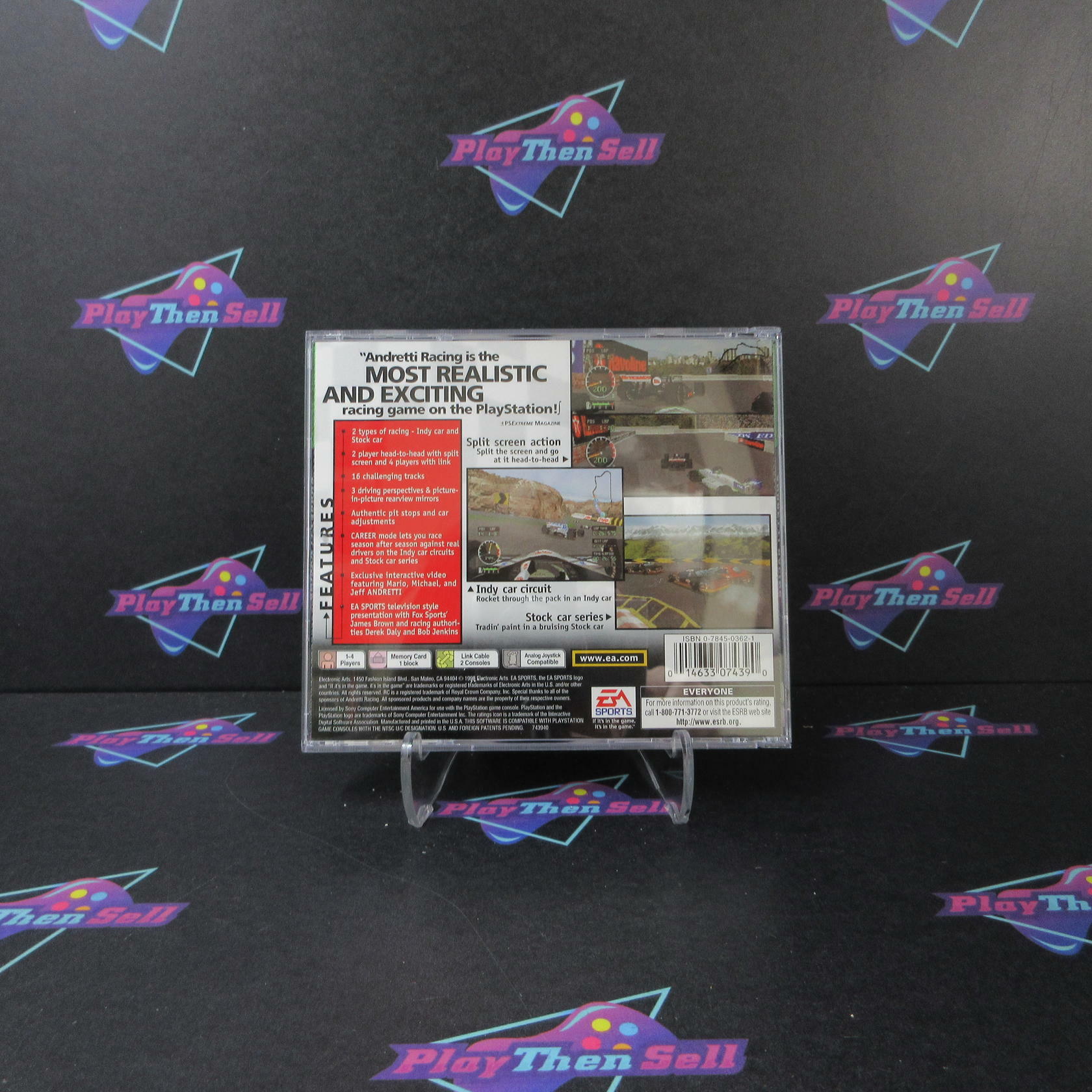 Andretti Racing GH + Reg Card PS1 PlayStation 1 MD/DD Complete CIB - Very Good