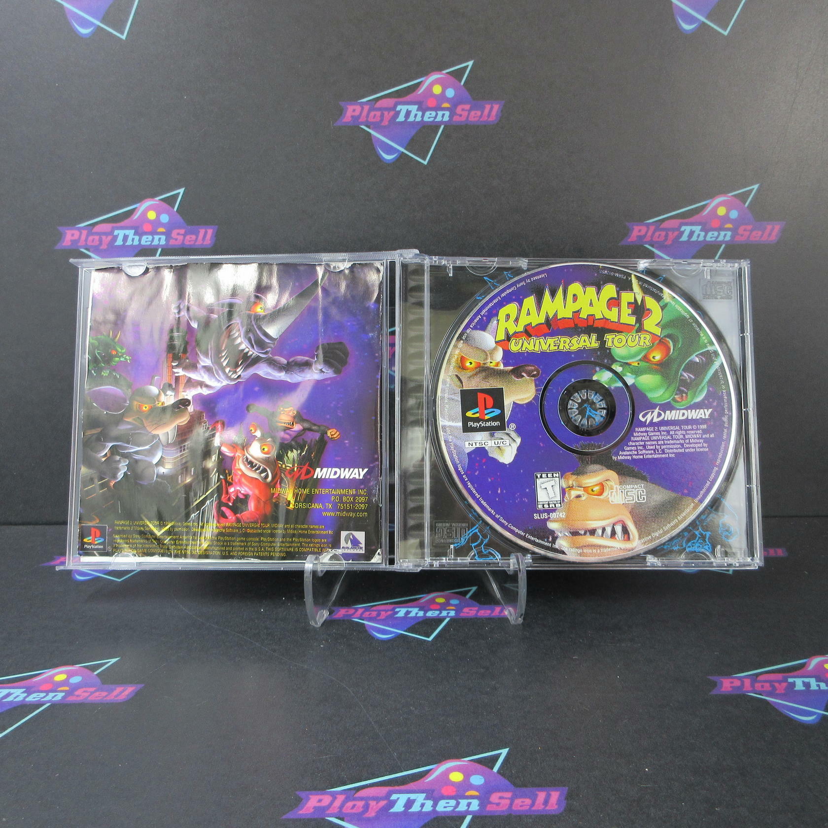 Rampage 2 Universal Tour + Reg Card PS1 PlayStation 1 AD/MD Complete CIB - Very Good