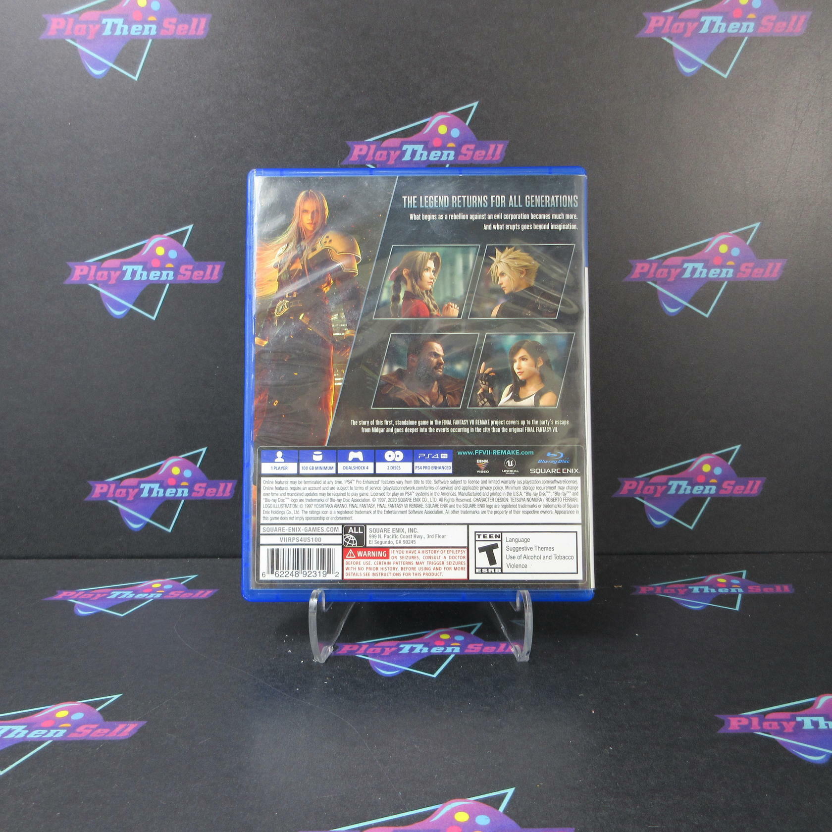 Final Fantasy VII Remake PS4 PlayStation 4 AD Complete CIB - Very Good