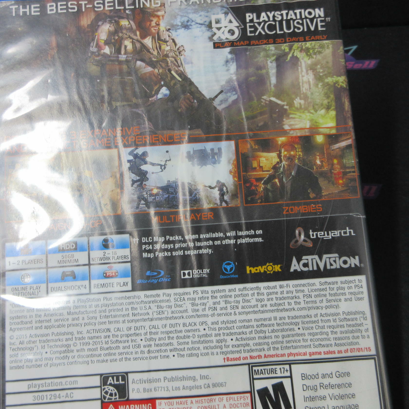 Call of Duty Black Ops 3 PS4 PlayStation 4 AD Complete CIB - Very Good