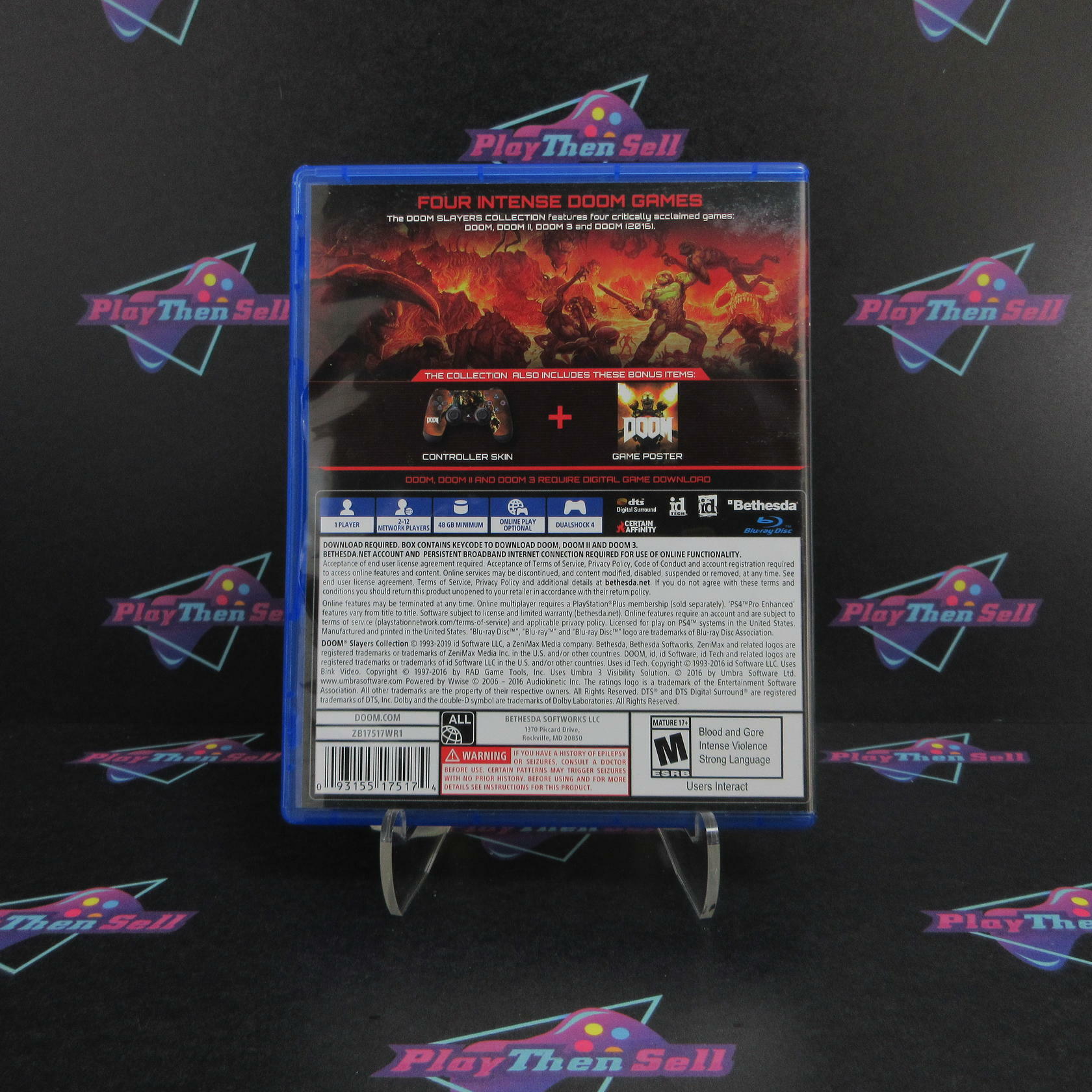 Doom Slayers Collection PS4 PlayStation 4 + Poster / Controller Skin - Like New