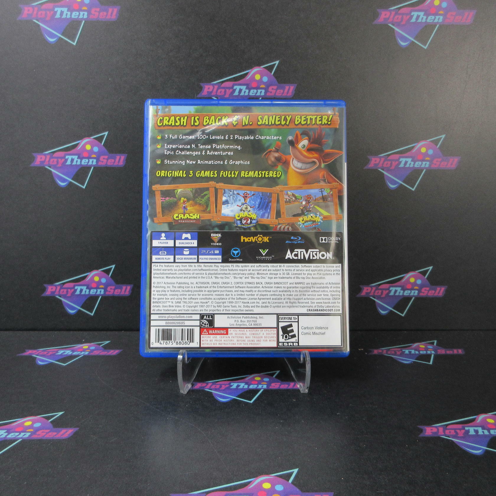 Crash Bandicoot N Sane Trilogy PS4 PlayStation 4 AD Complete CIB - Very Good