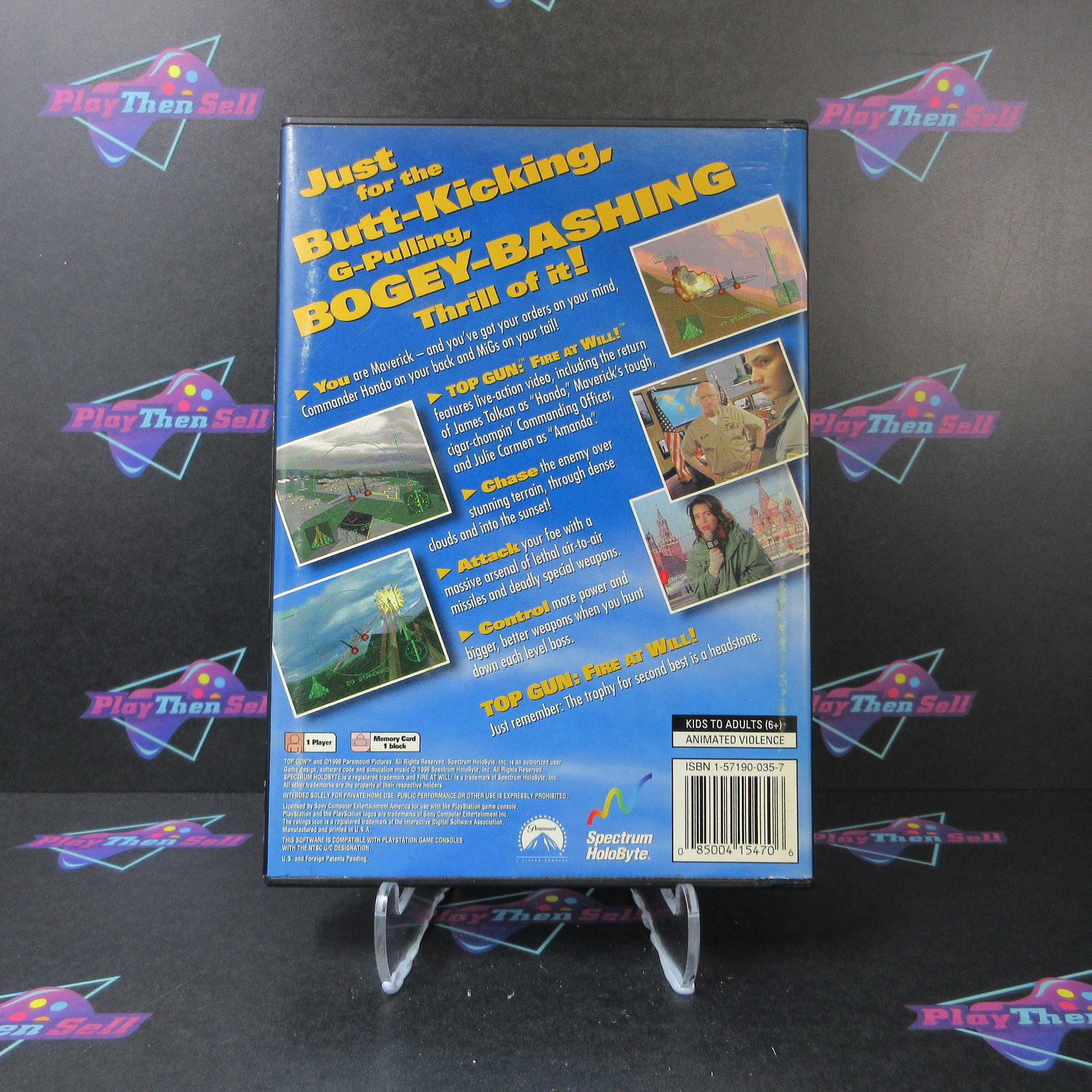 Top Gun Fire At Will Long Box PS1 Playstation 1 AD/NM - Very Good