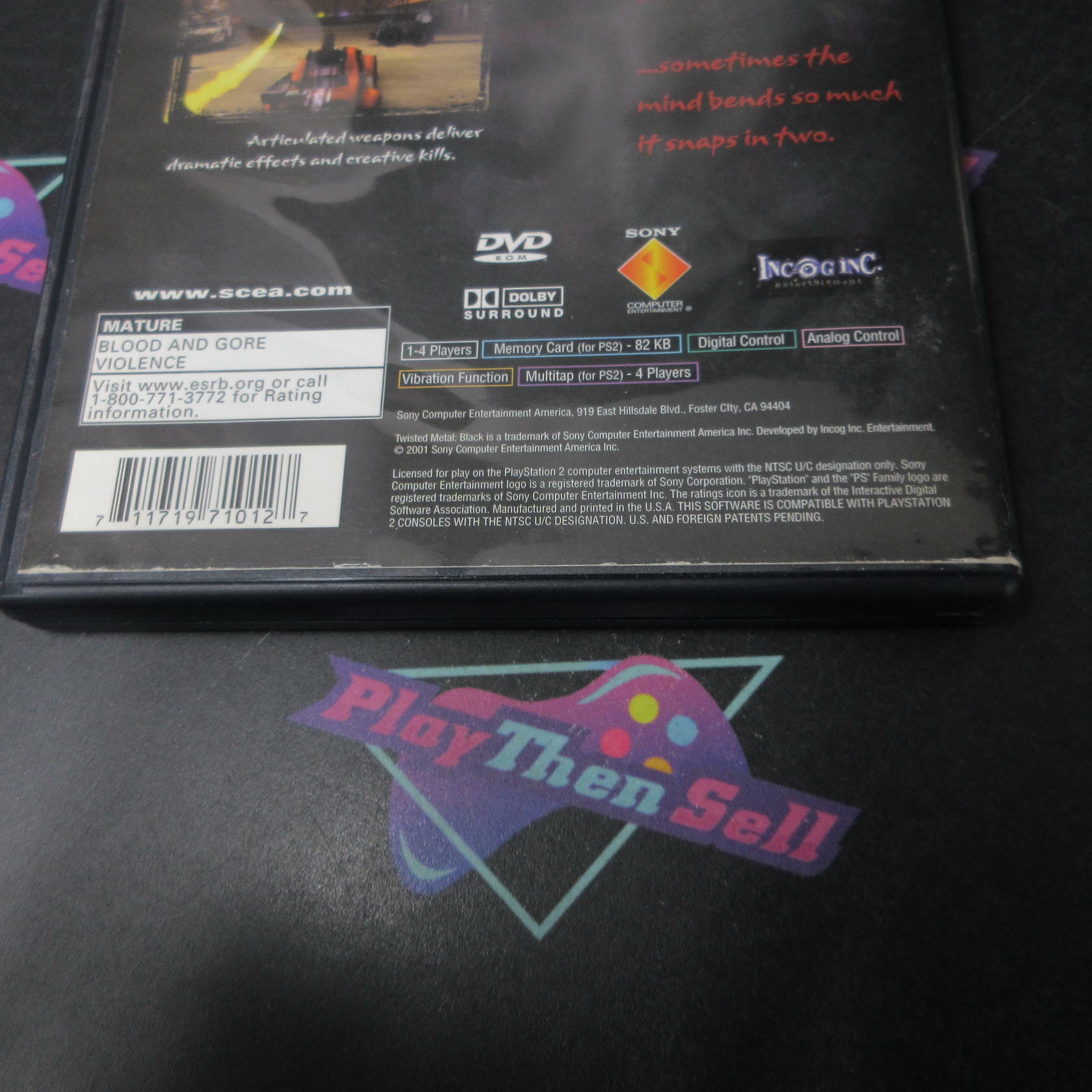 Twisted Metal Black GH Disc PS2 Playstation 2 AD/MD Complete CIB - Very Good