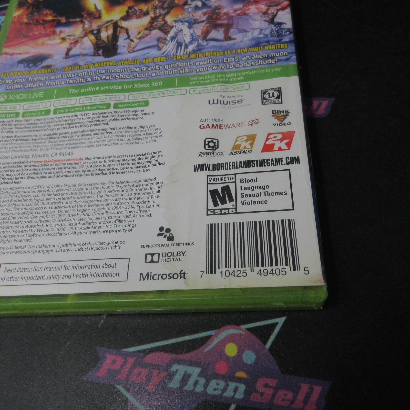 Borderlands The Pre-Sequel + Sleeve Xbox 360 AD/DD Complete CIB - Very Good