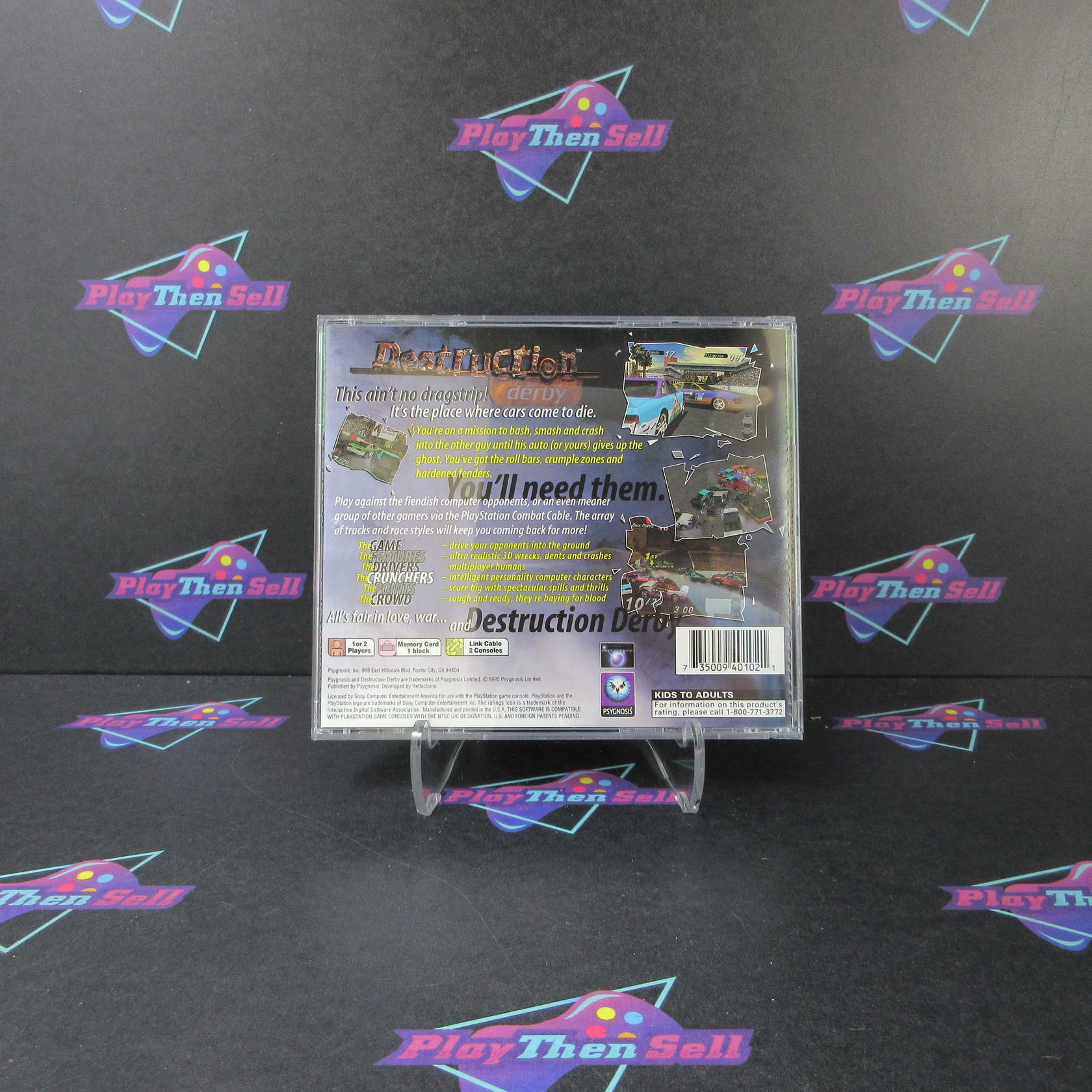 Destruction Derby PS1 PlayStation 1 Greatest Hits + Reg Card - Like New
