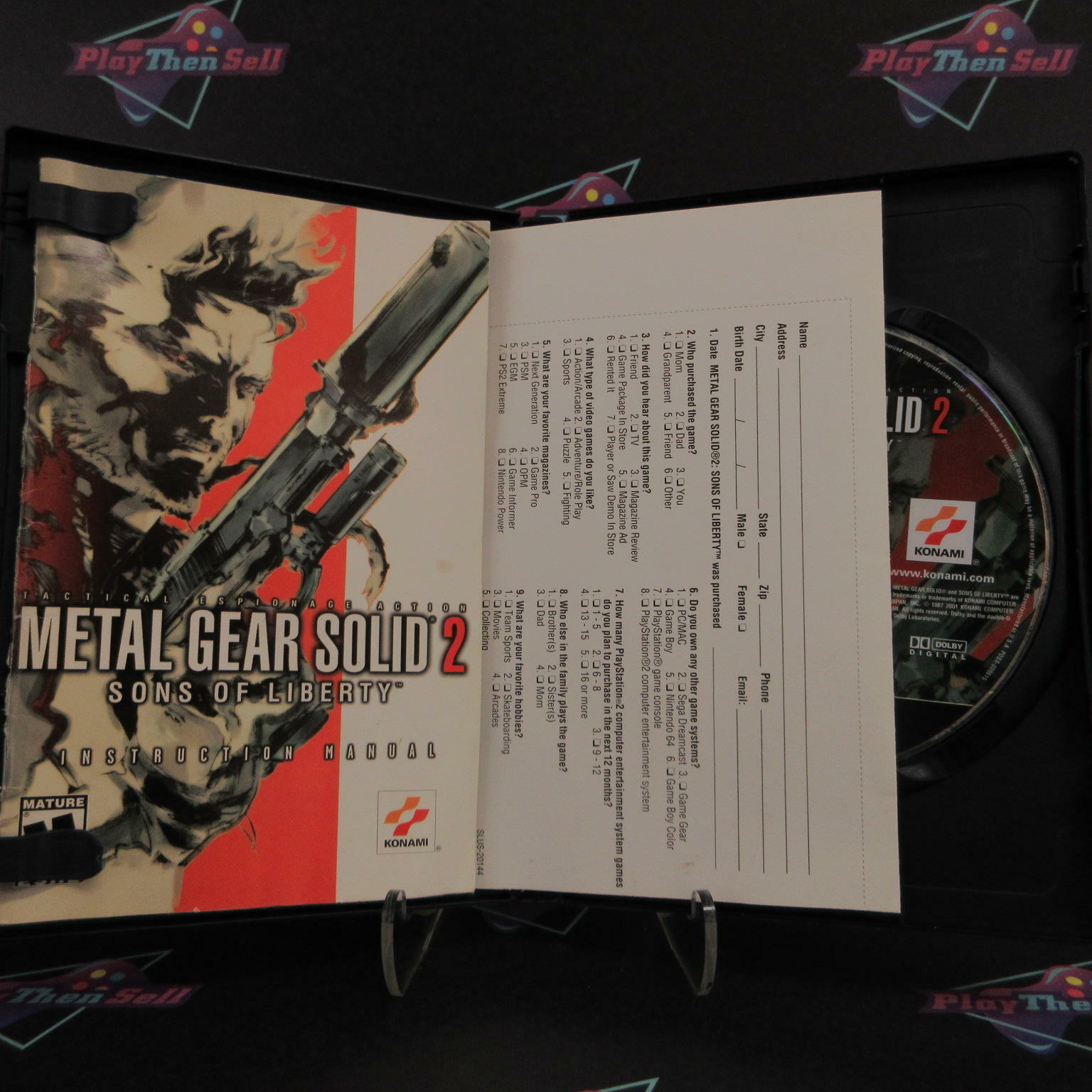 Metal Gear Solid 2 Sons of Liberty PS2 PlayStation 2 + Reg Card - Like New