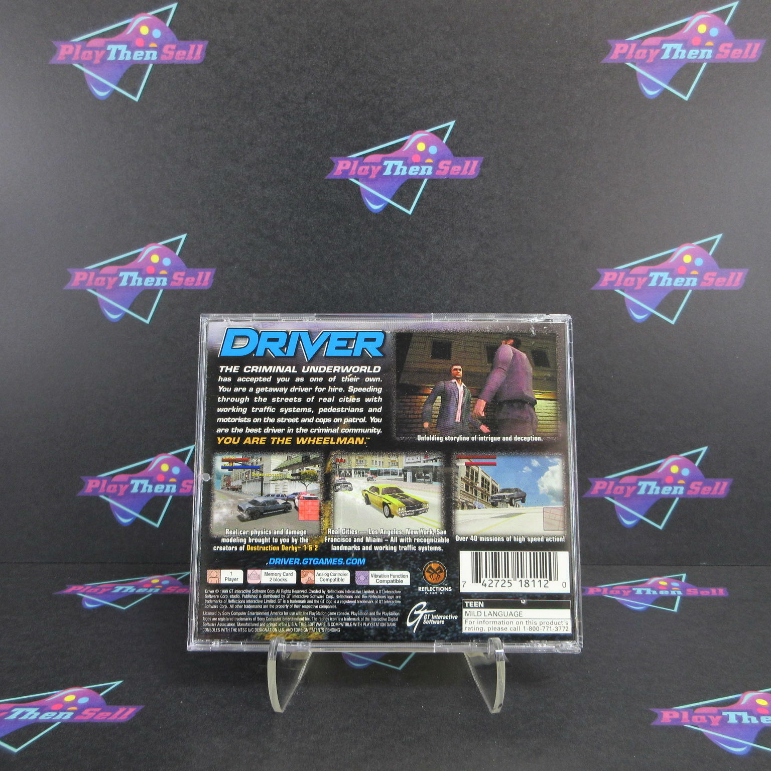 Driver PS1 PlayStation 1 + Reg Card Black Label - Like New