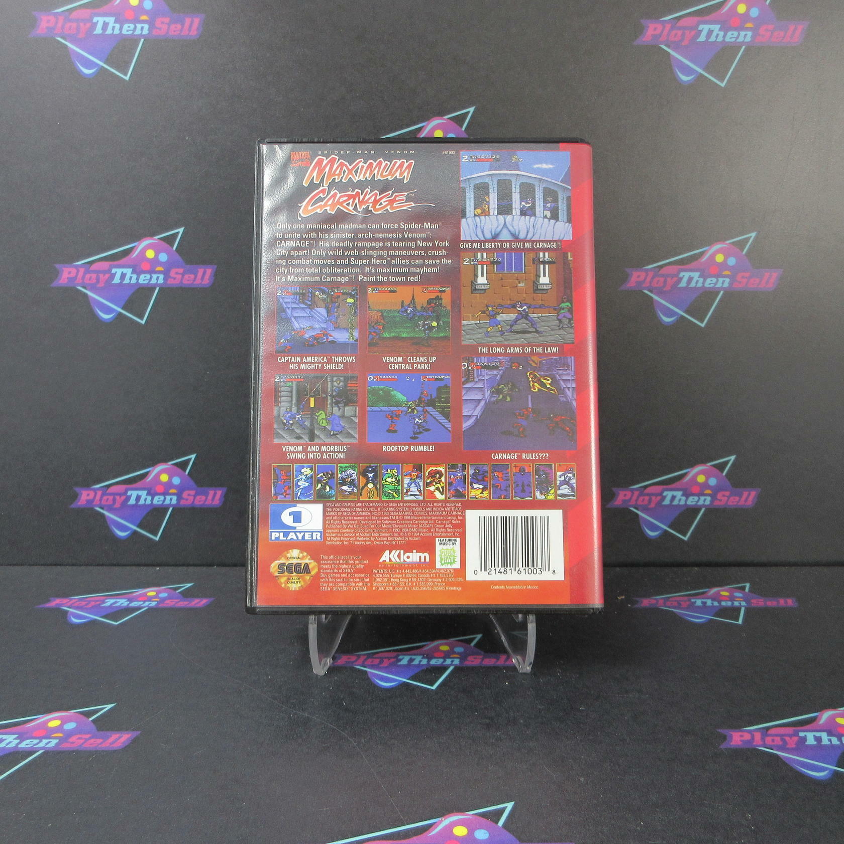 Maximum Carnage Spider-Man Venom Sega Genesis RED Authentic / Tested - Like New